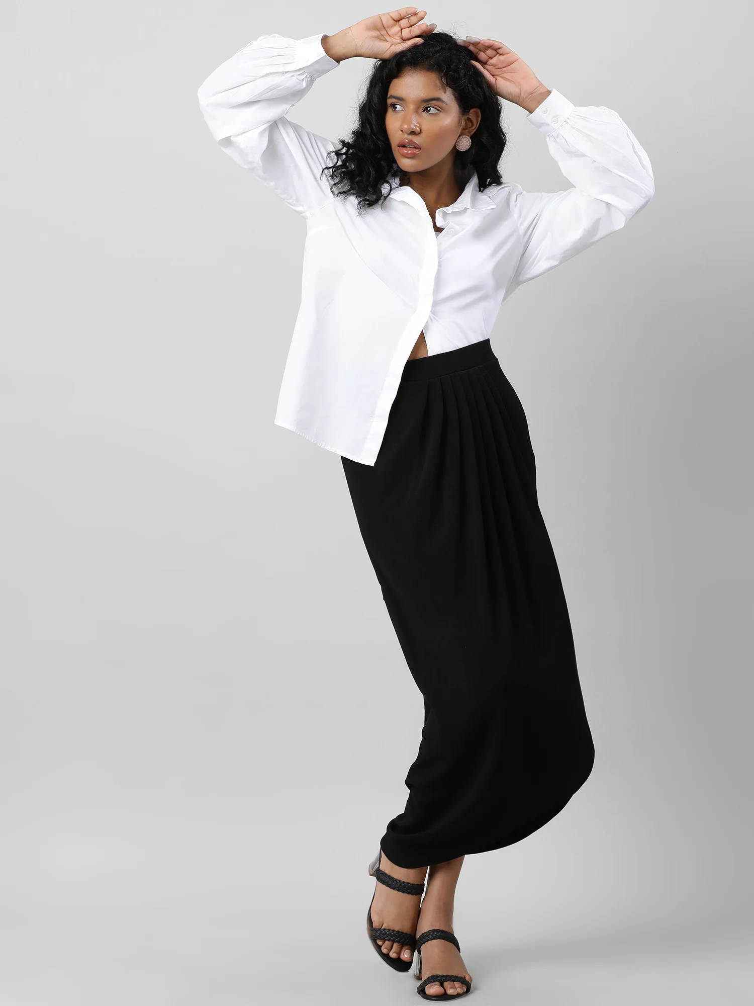 Laced Up Sleeves White Relaxed Fit Shirt - Image 2
