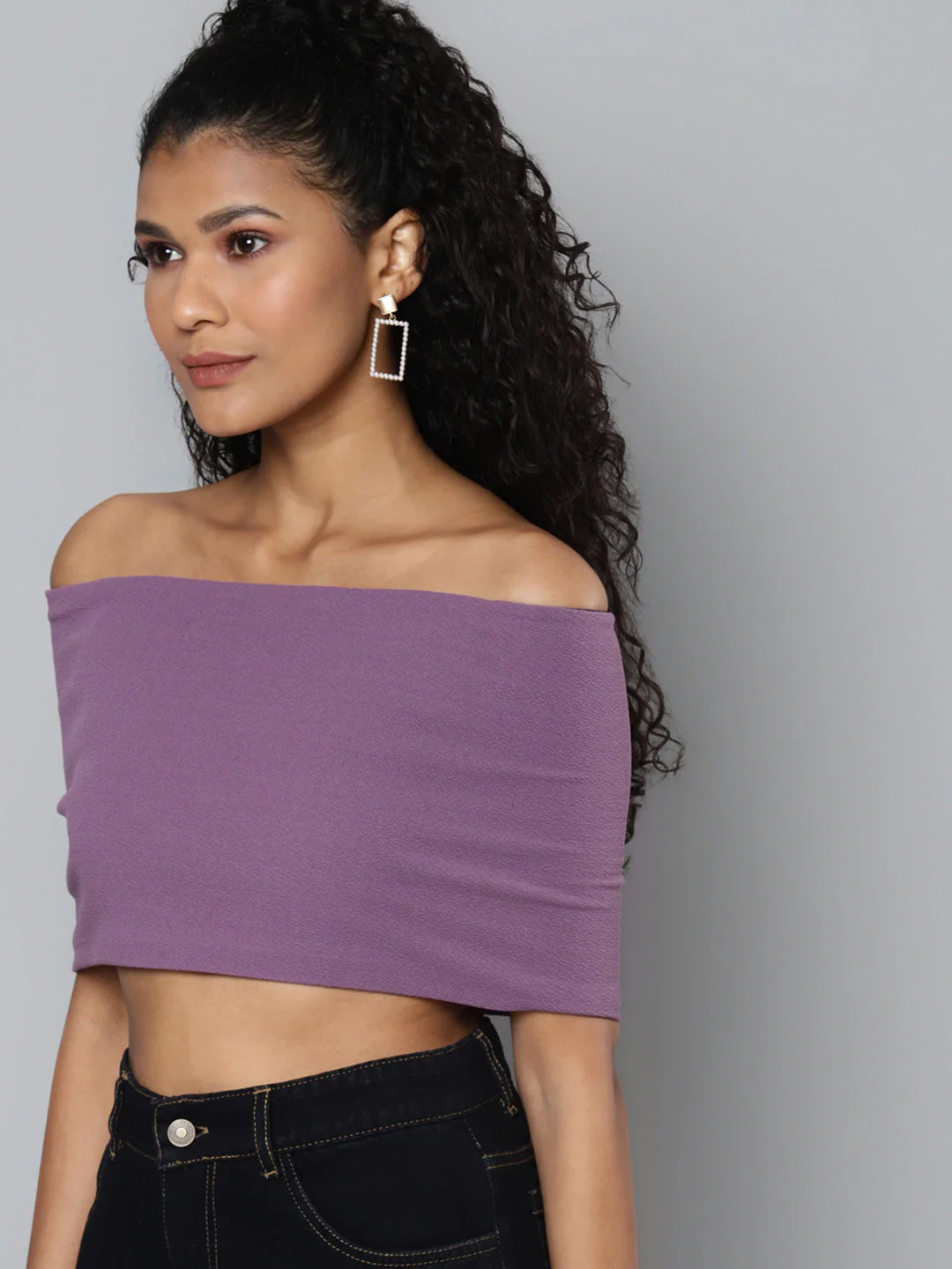 Lavender Bardot Layer Crop Top - Image 2