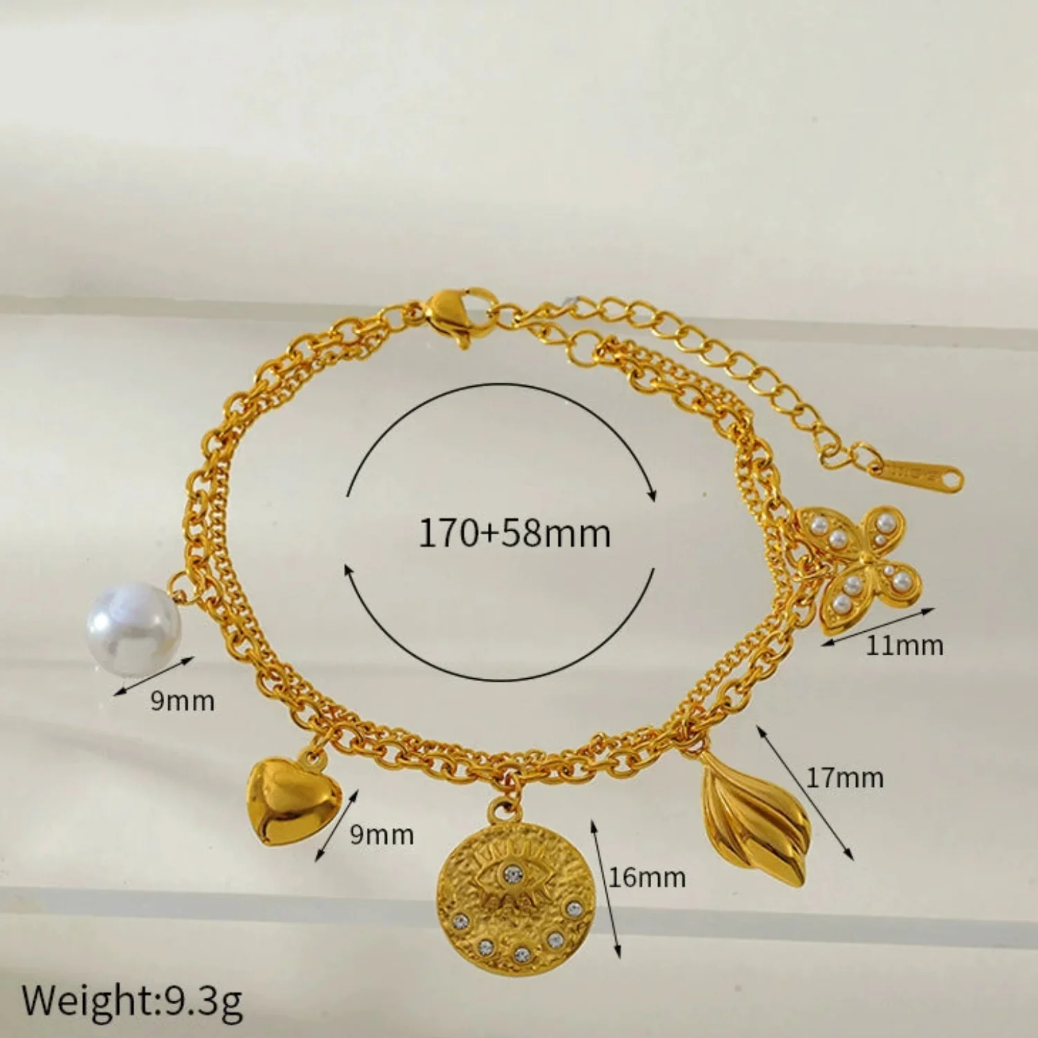 Layered Charm Bracelet With Pearl - Image 2