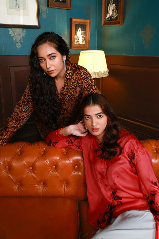 Women Leopard Printed Satin Casual Shirt - Image 3