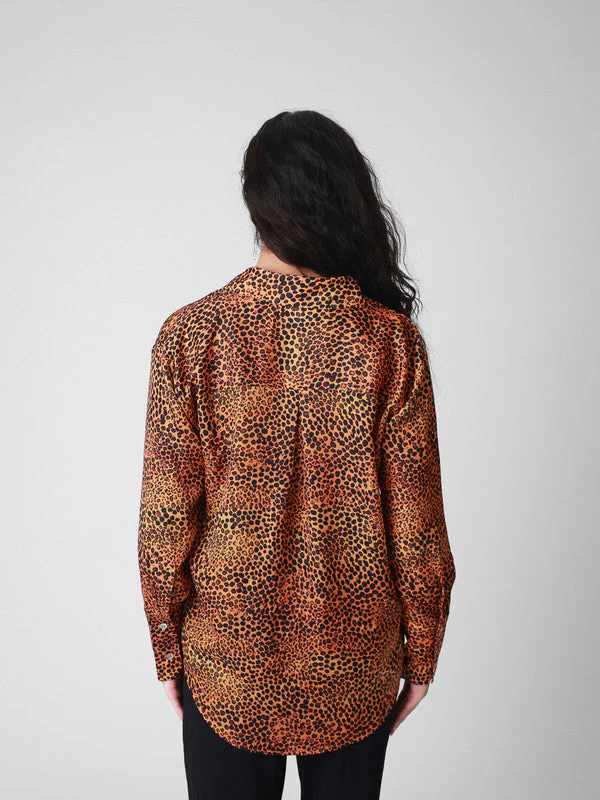 Women Leopard Printed Satin Casual Shirt - Image 5