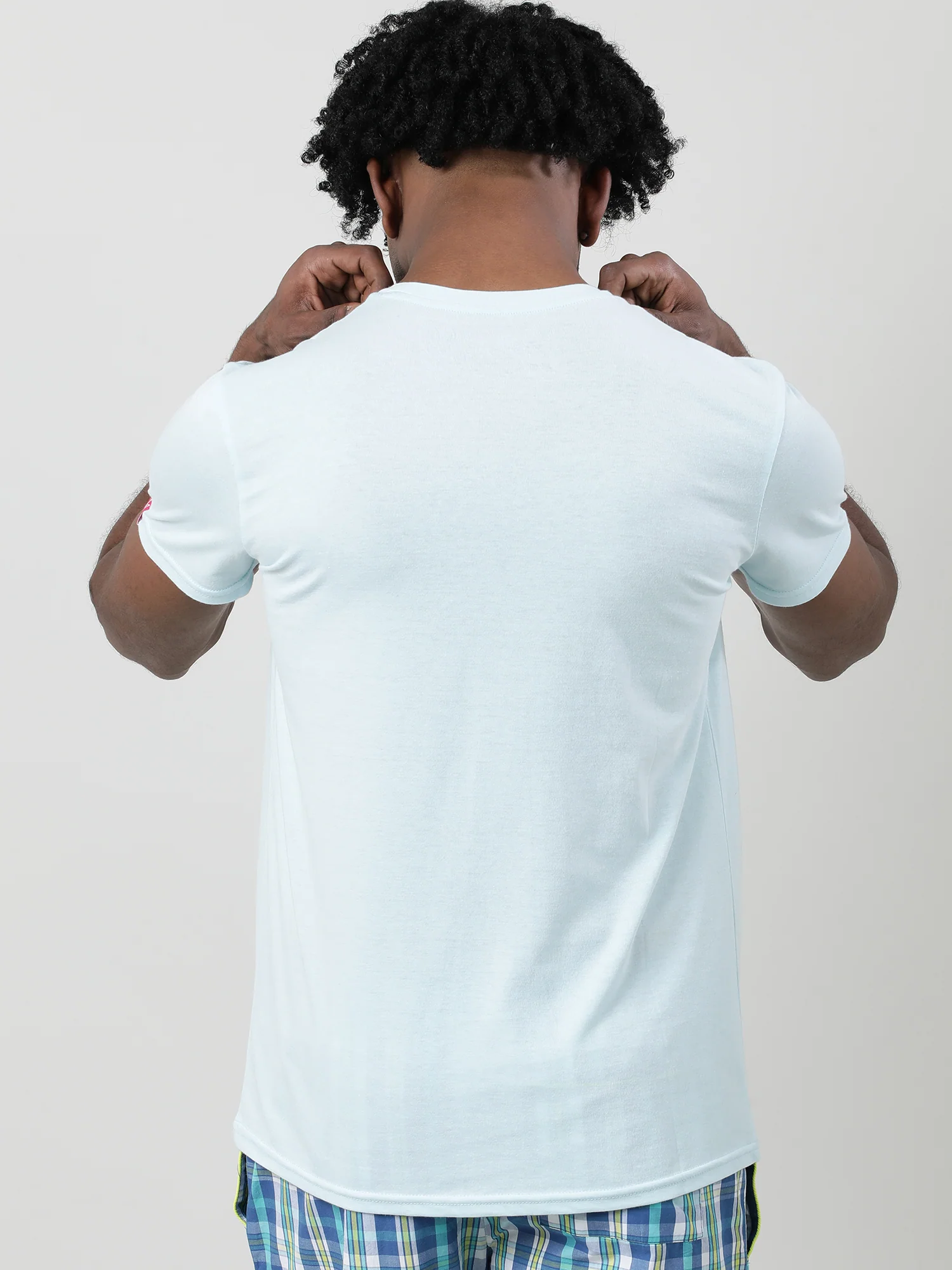 Men Blue Quick-Dry Relaxed Fit Cotton T-Shirt - Image 6