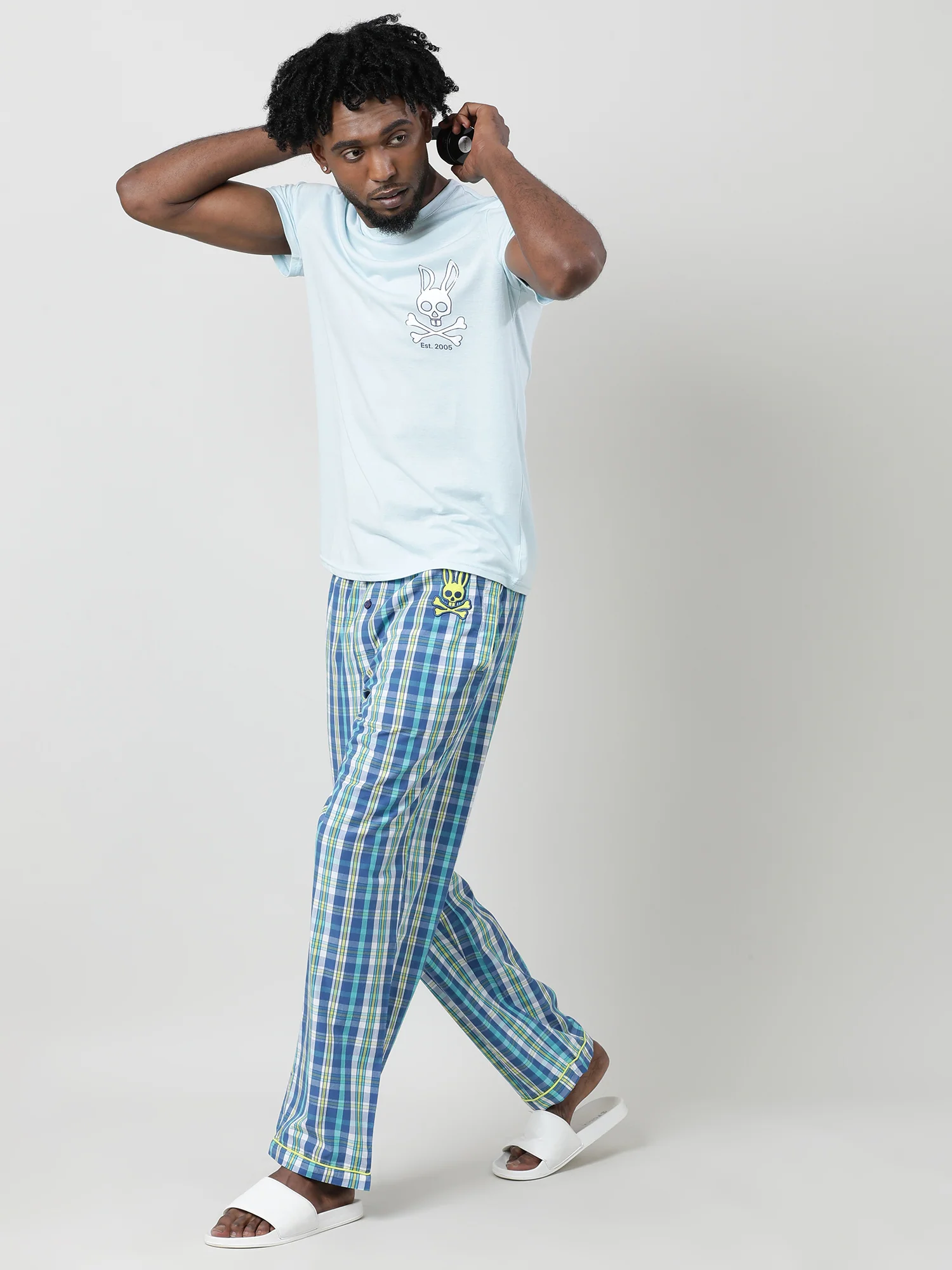 Men Blue Quick-Dry Relaxed Fit Cotton T-Shirt - Image 7
