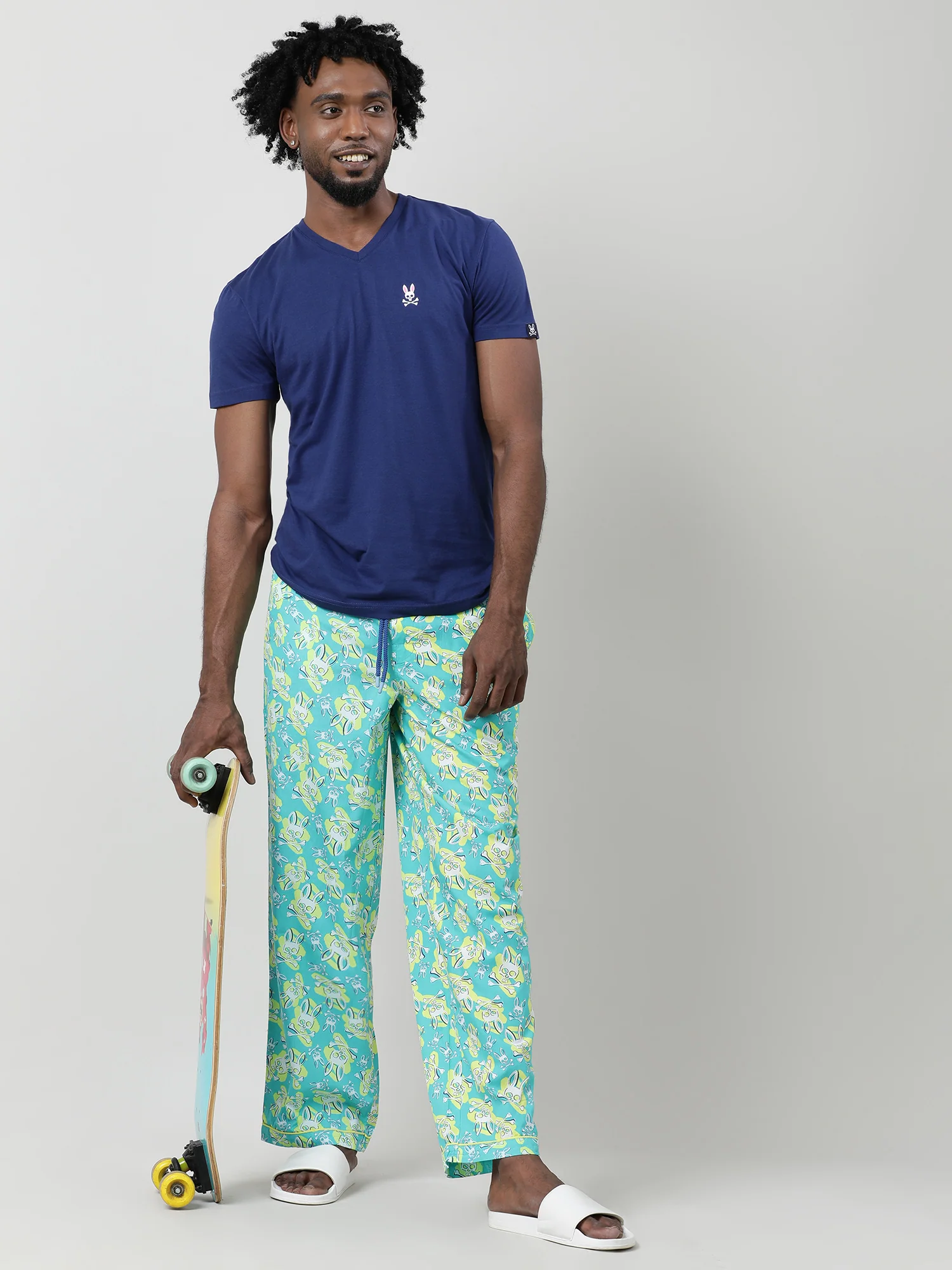 Men Oversized Green Cotton Travel Lounge Pants - Image 2