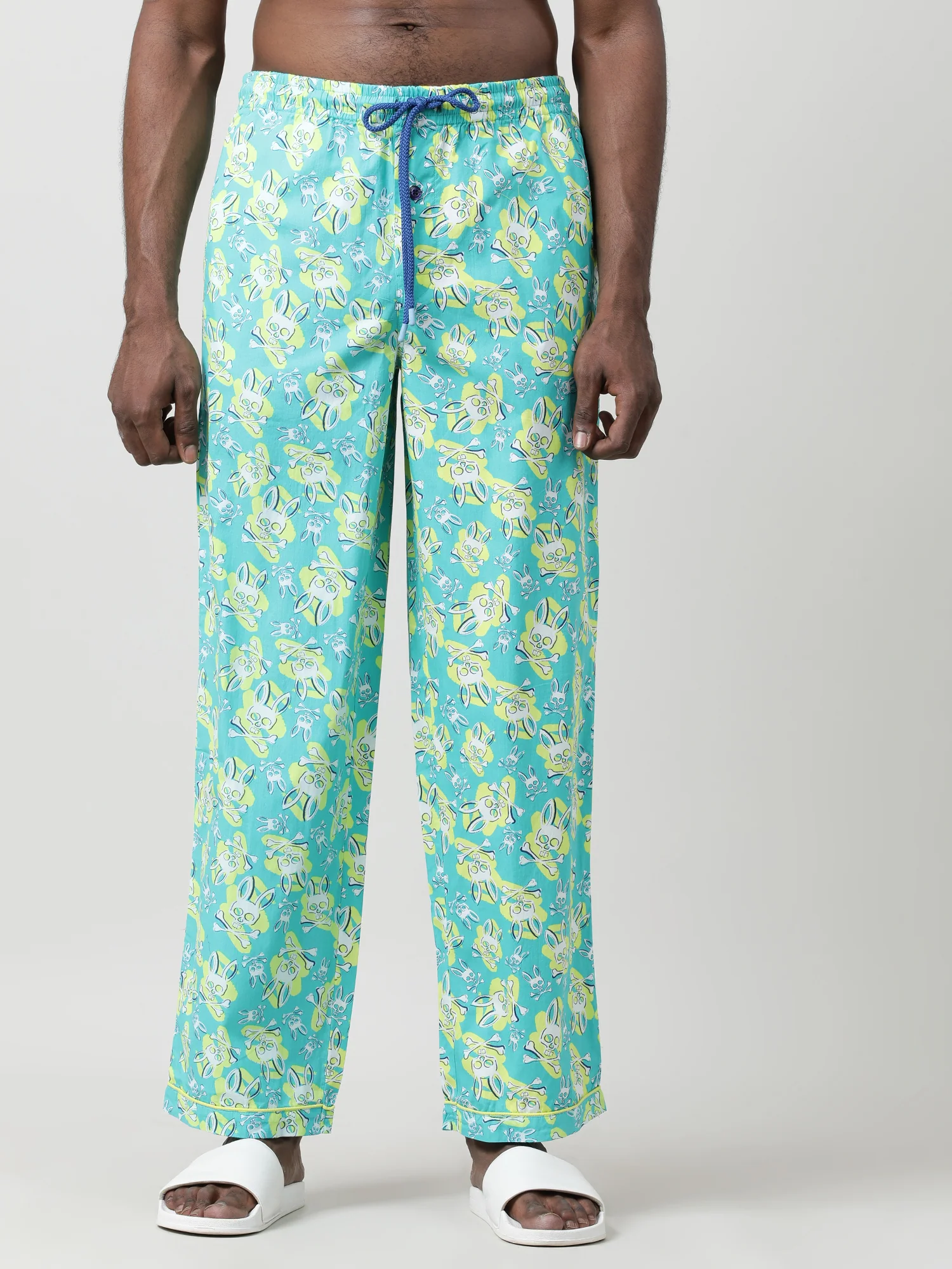 Men Oversized Green Cotton Travel Lounge Pants - Image 3