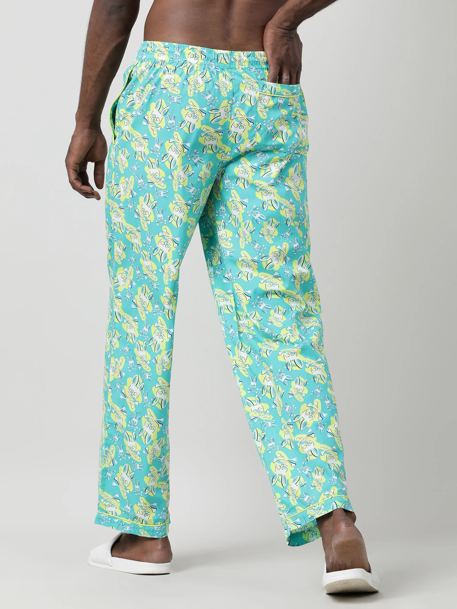 Men Oversized Green Cotton Travel Lounge Pants - Image 6