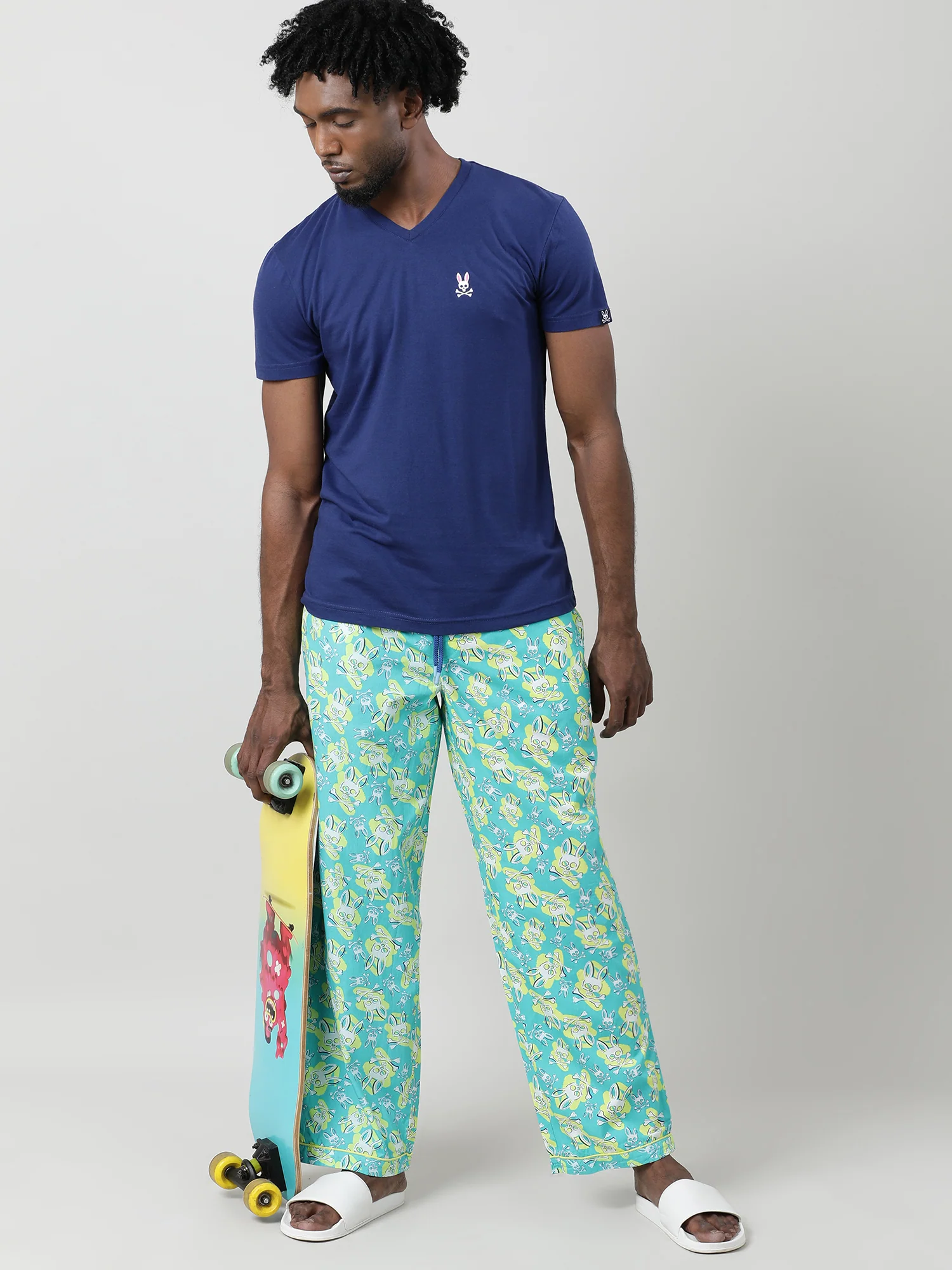 Men Oversized Green Cotton Travel Lounge Pants - Image 7