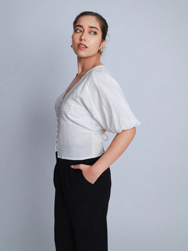 Women Linen Blend Top - Image 5