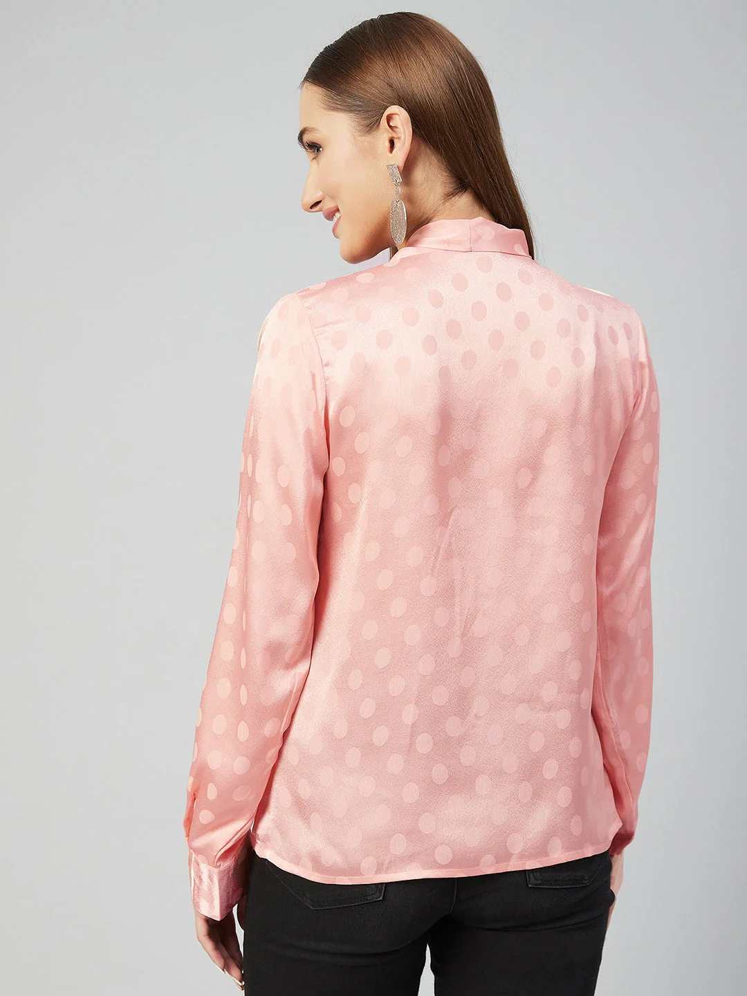 Women Peach  Tie-Up Regular Top - Image 3