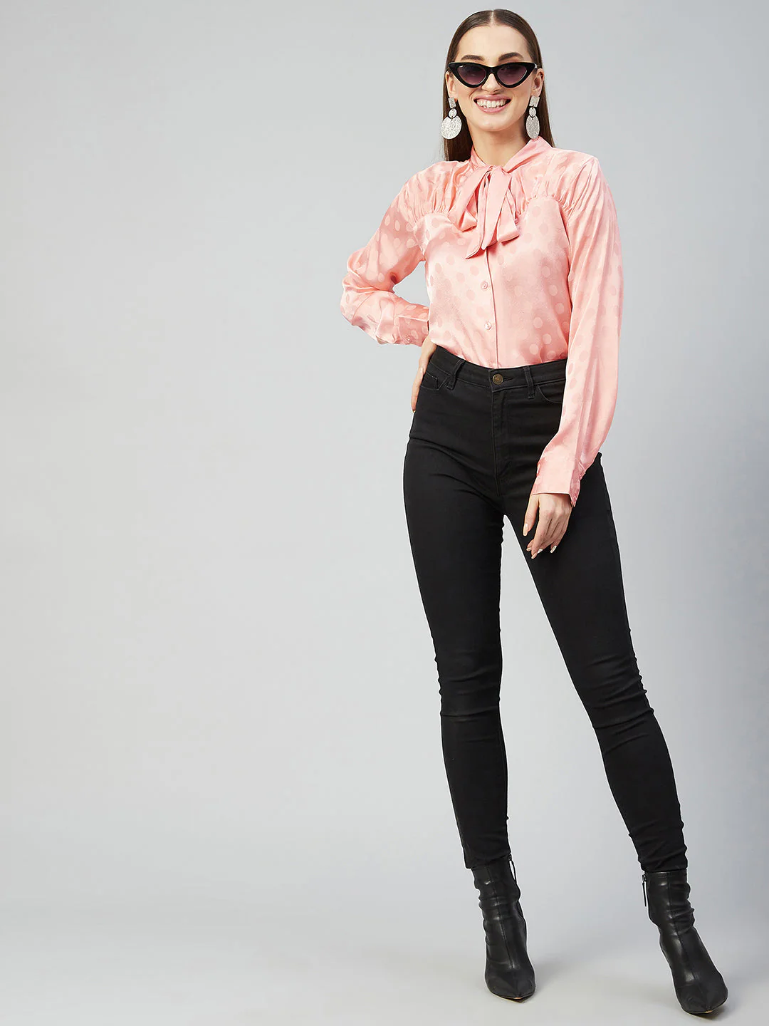 Women Peach  Tie-Up Regular Top - Image 7