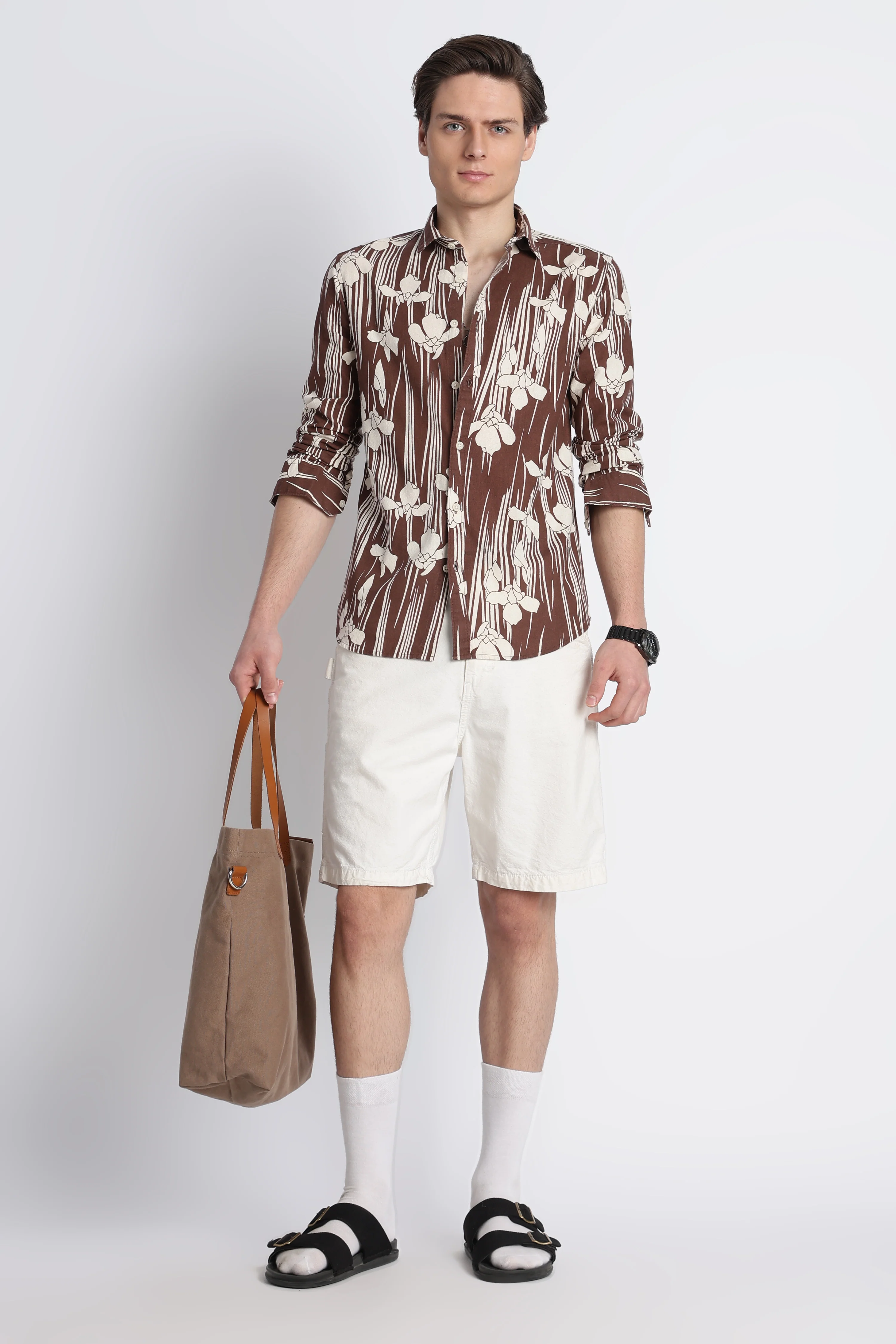 Men Abstract Block Print Shirt - Image 4