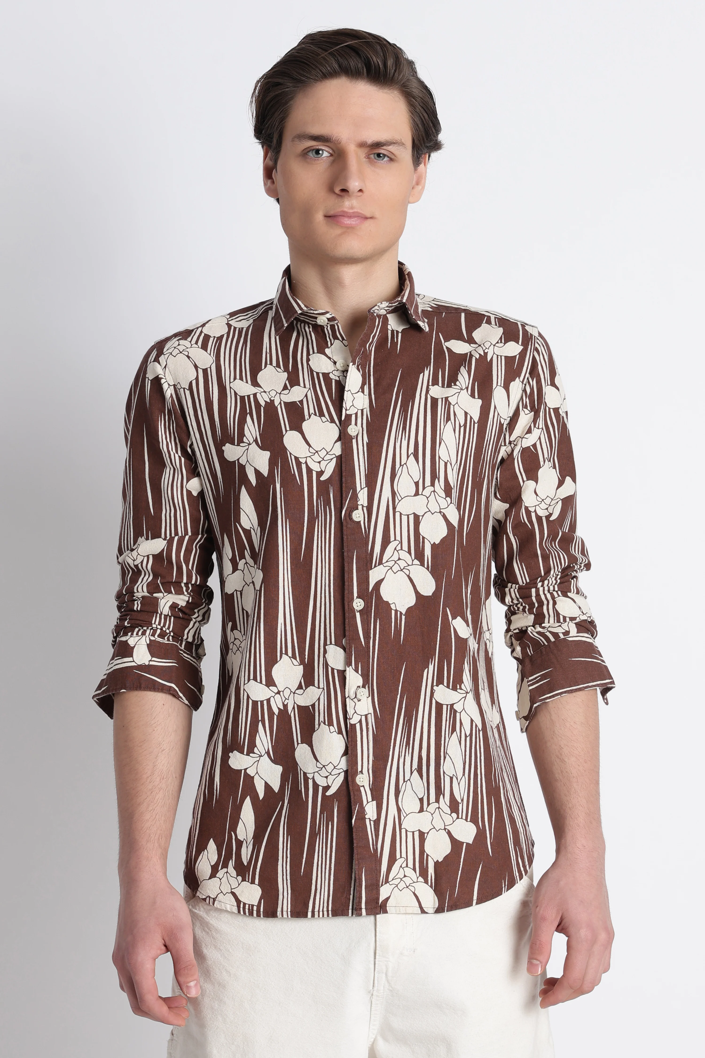 Men Abstract Block Print Shirt - Image 9