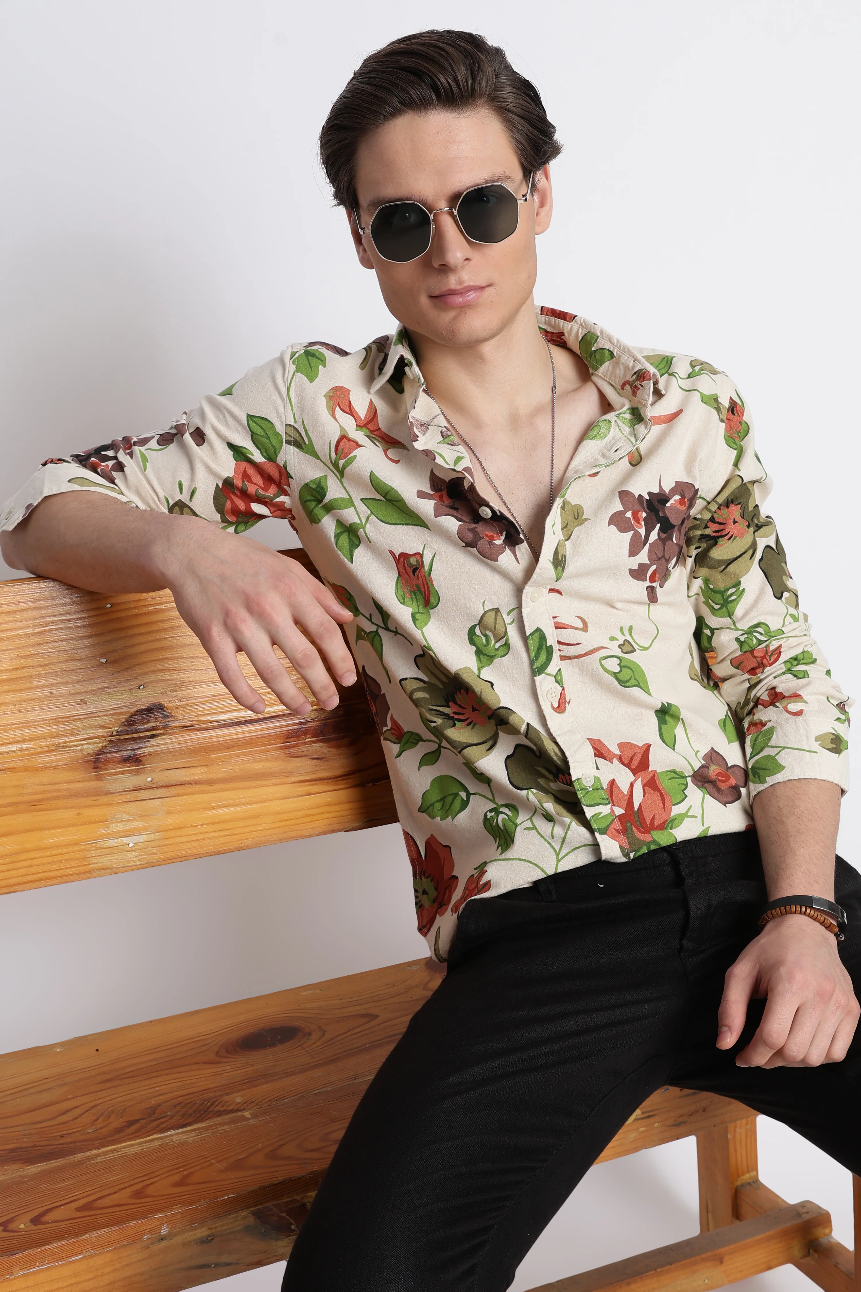 Men Abstract Block Print Shirt - Image 11