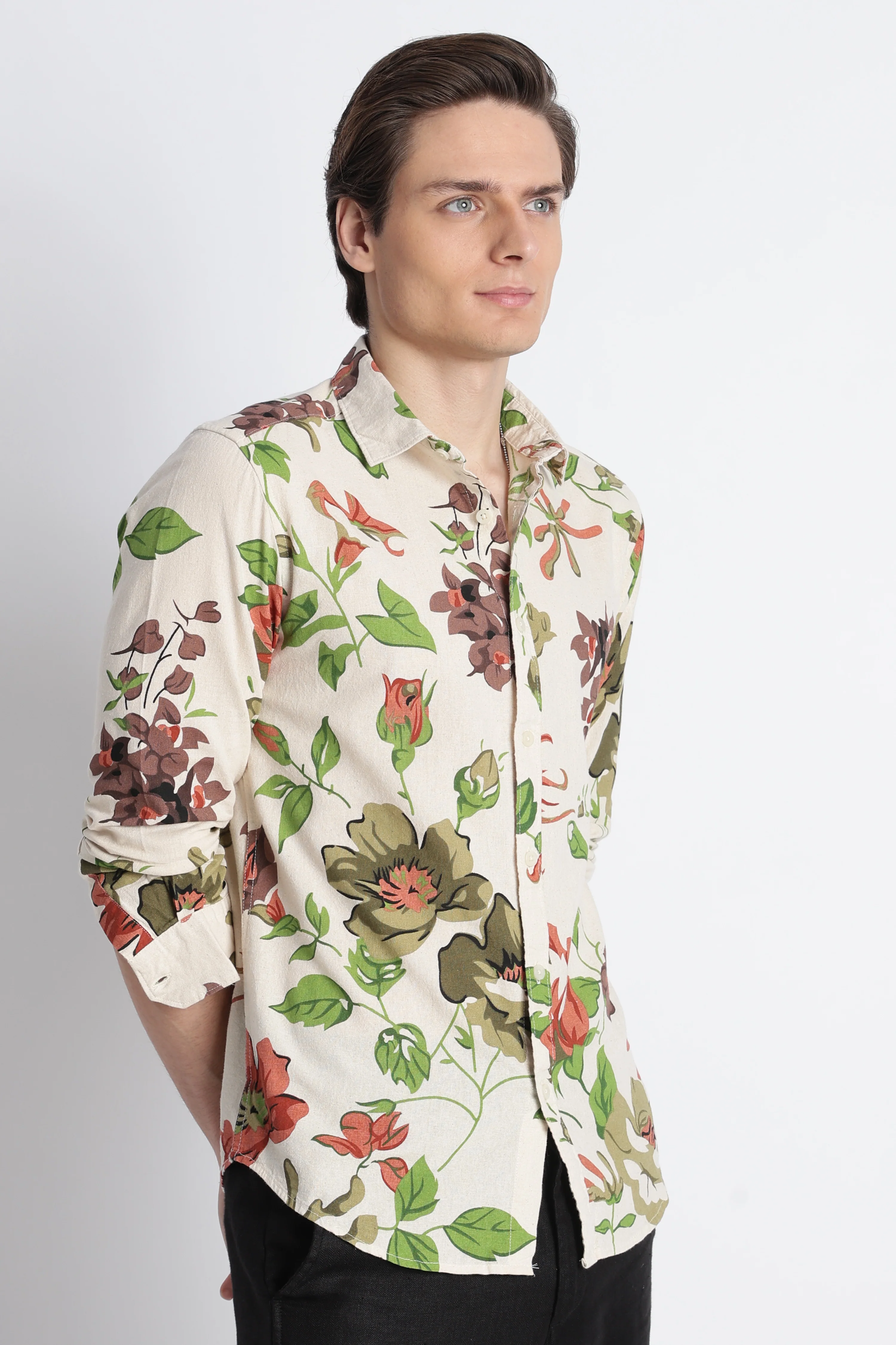 Men Abstract Block Print Shirt - Image 4