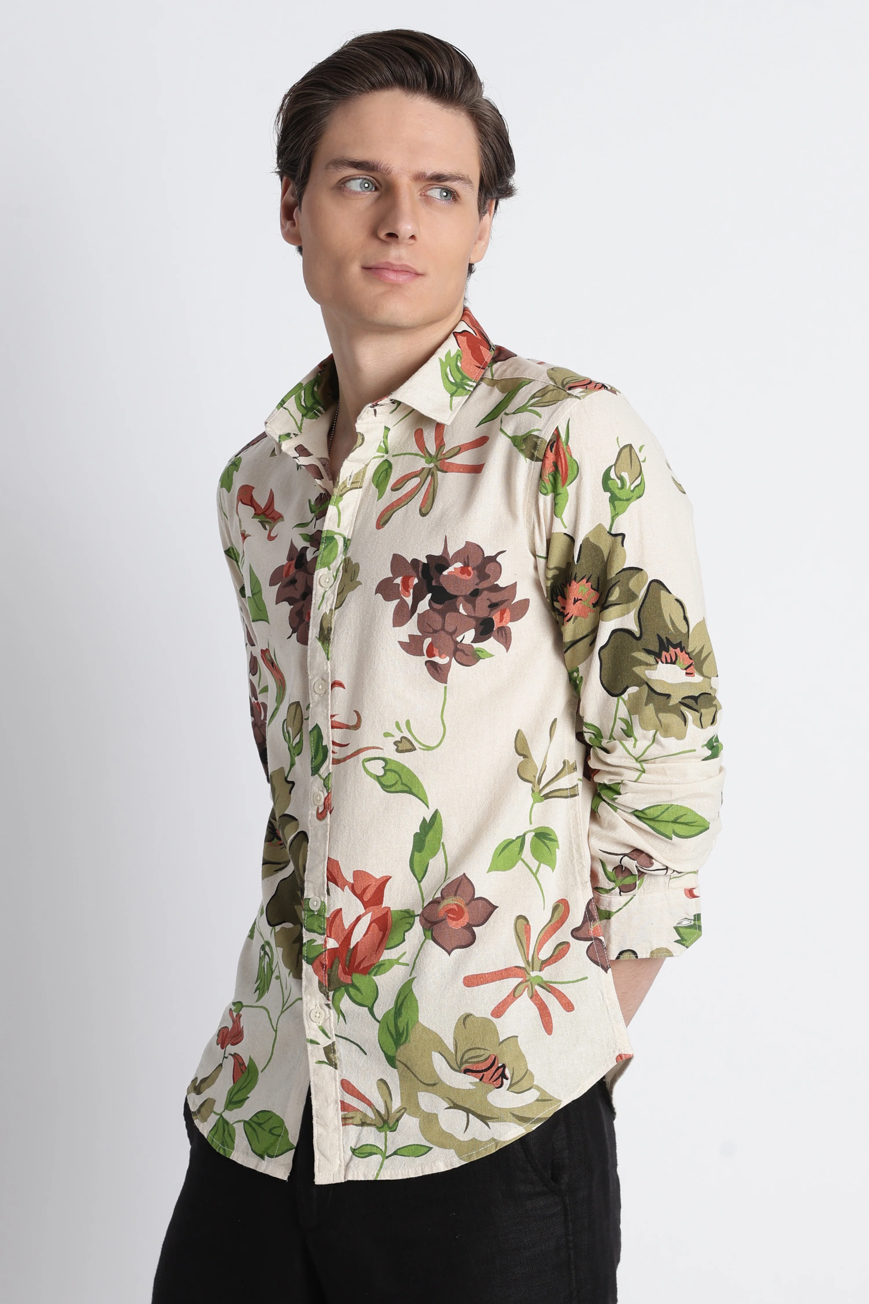 Men Abstract Block Print Shirt - Image 5