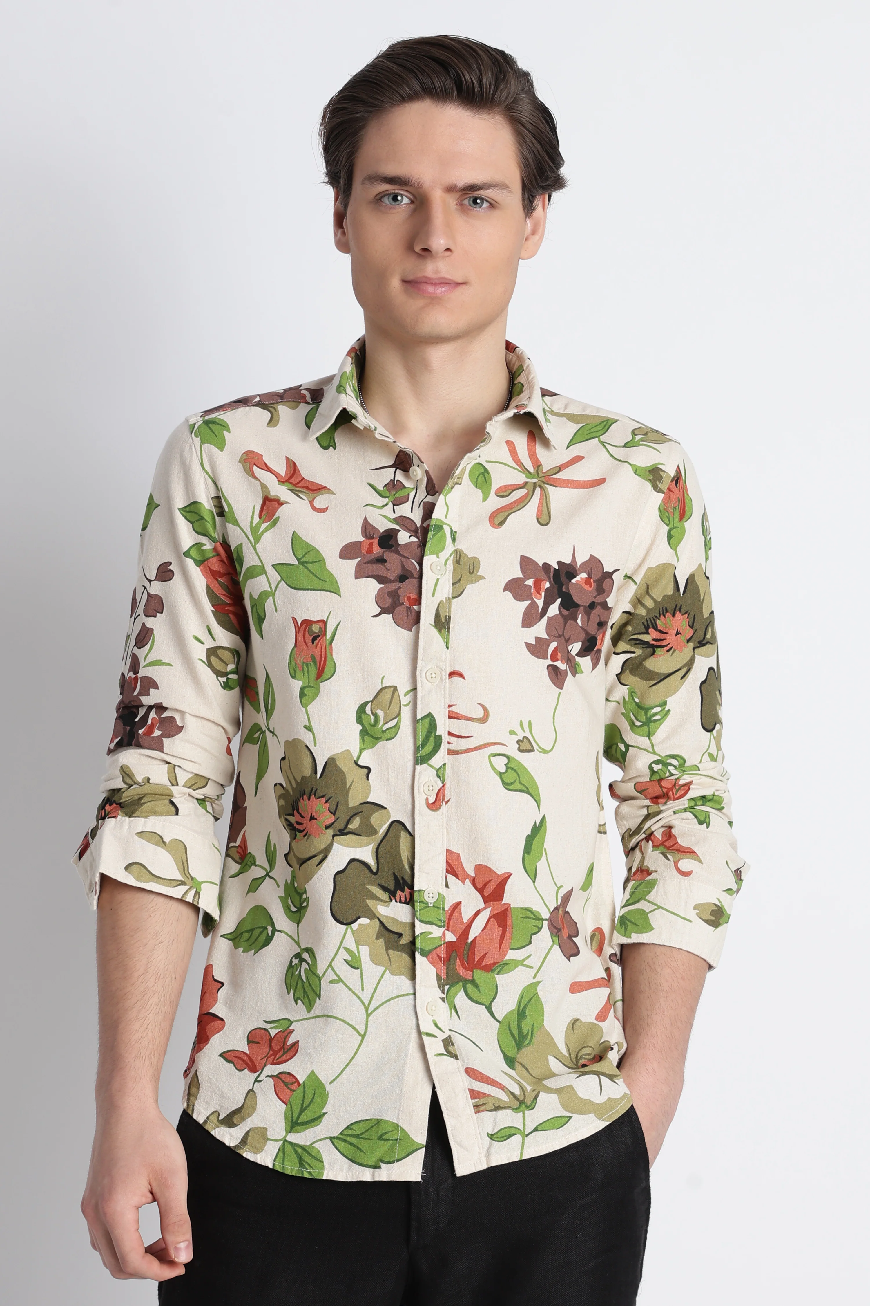 Men Abstract Block Print Shirt - Image 6