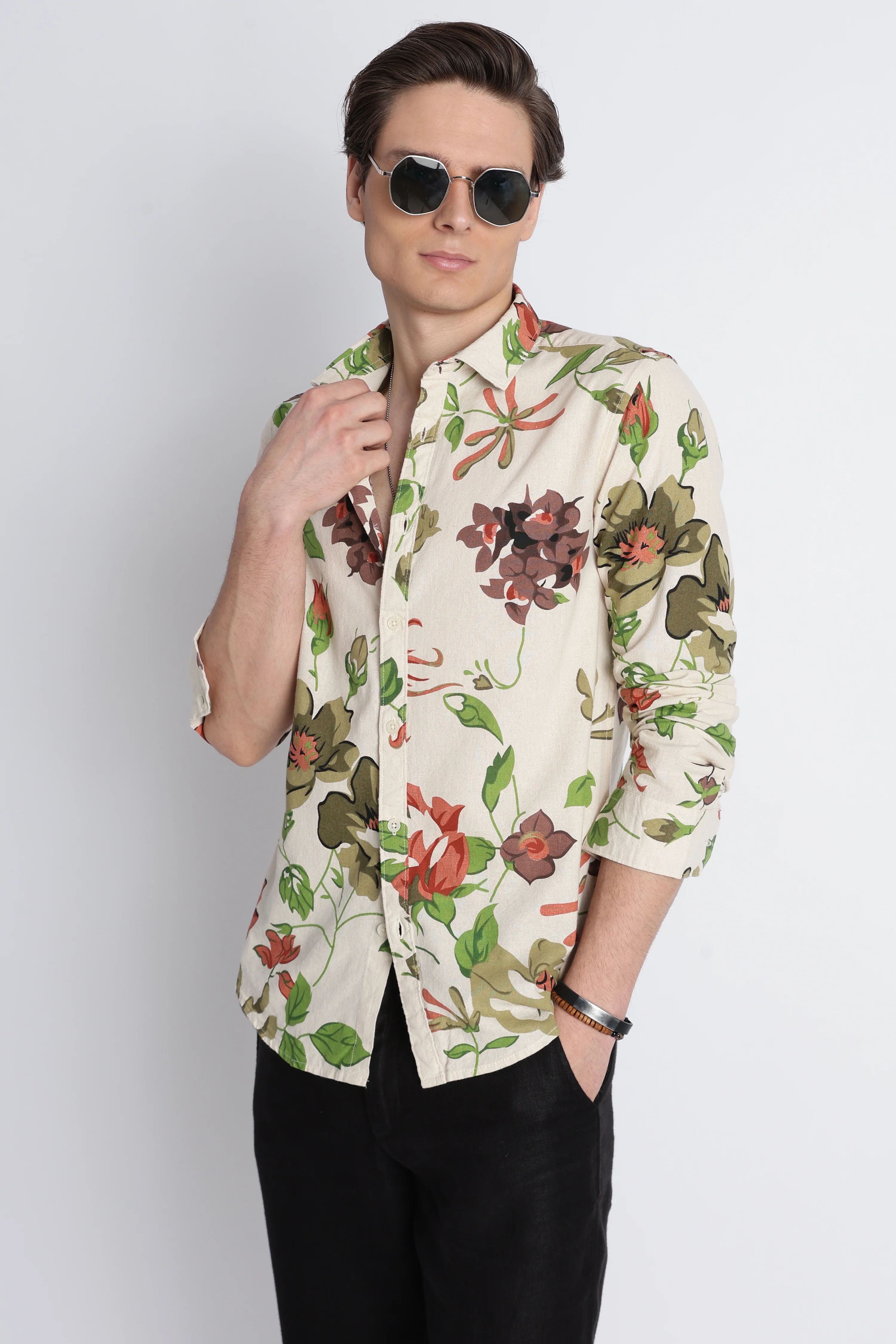 Men Abstract Block Print Shirt - Image 7