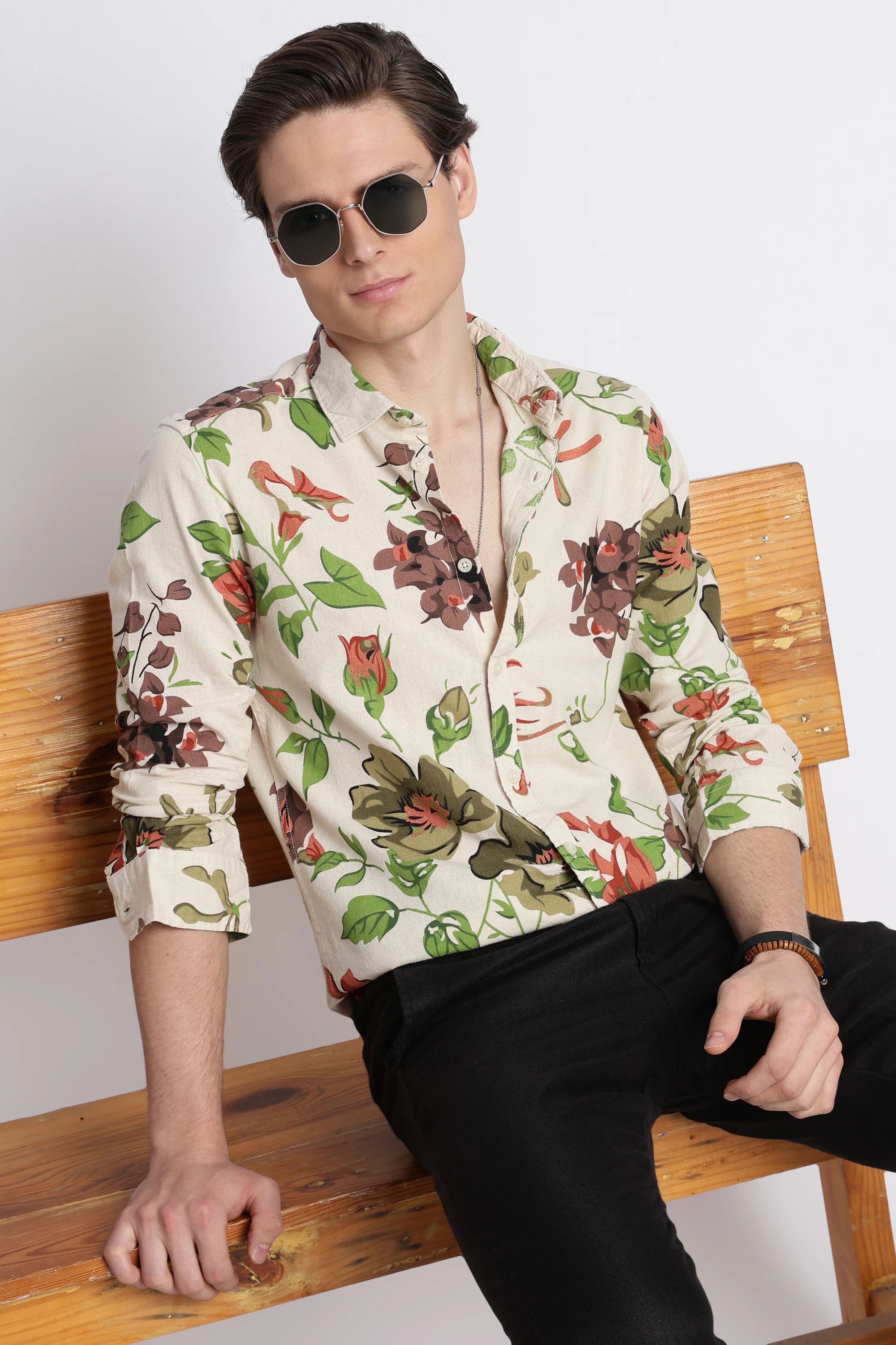 Men Abstract Block Print Shirt - Image 9