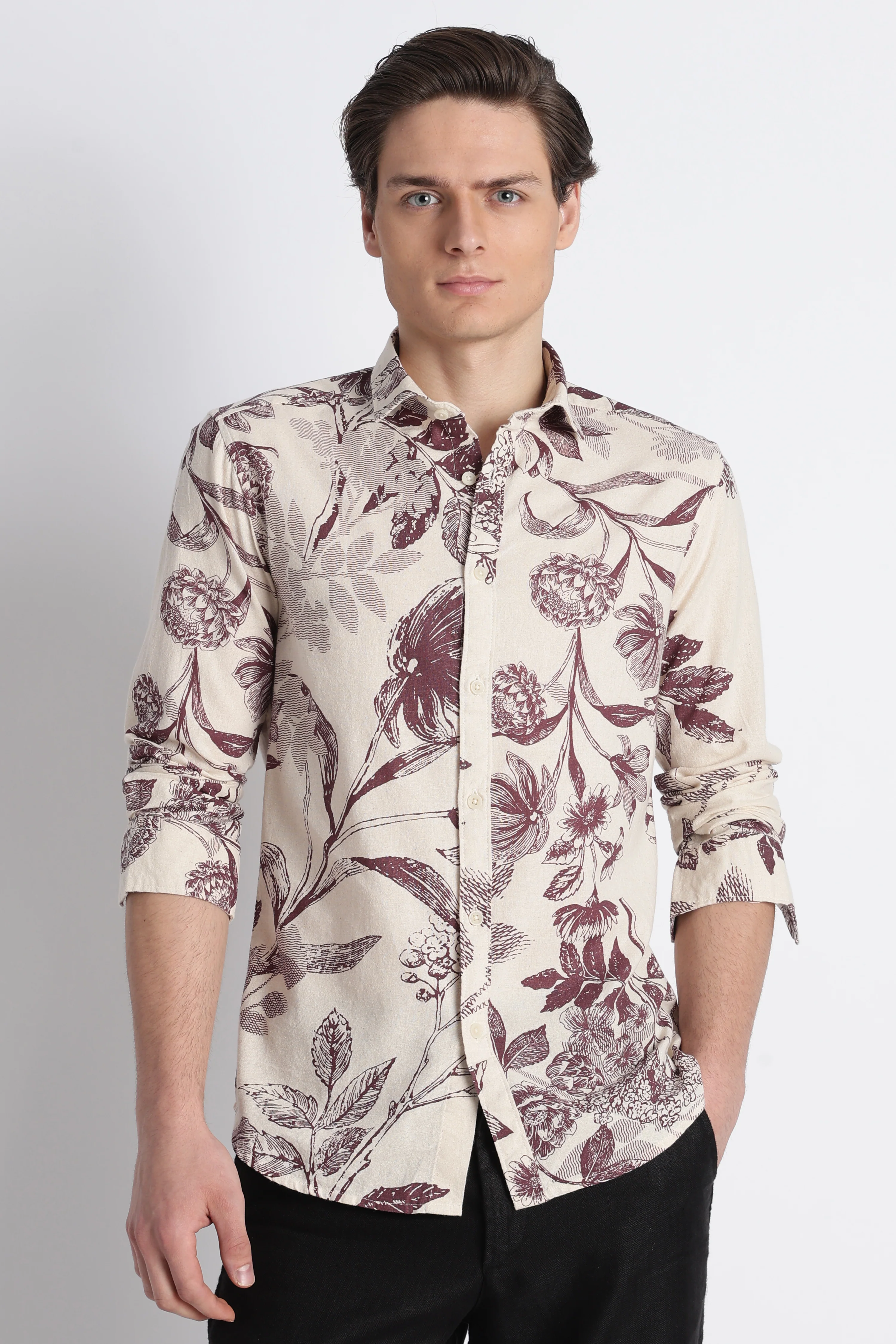 Men Abstract Block Print Shirt - Image 4