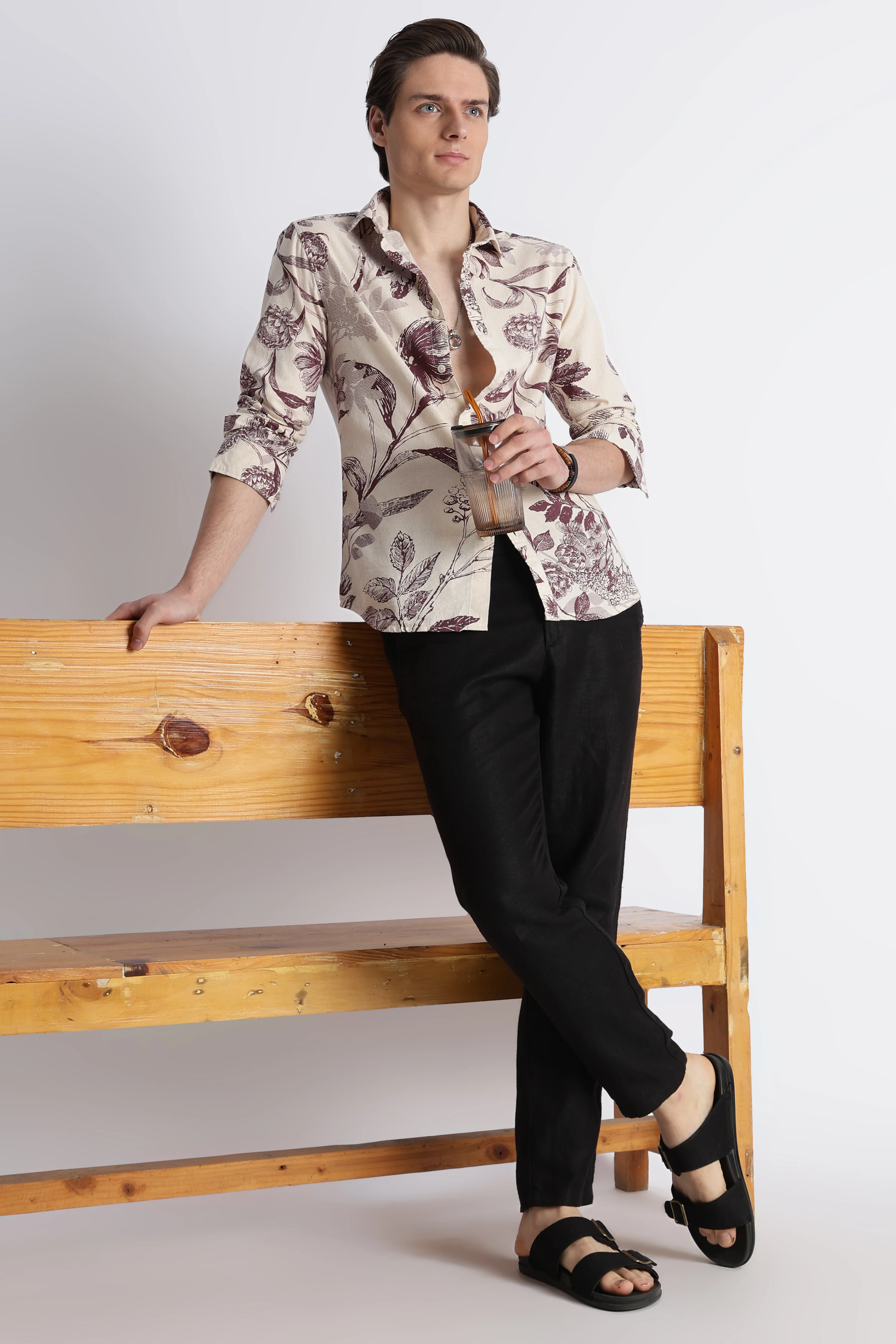 Men Abstract Block Print Shirt - Image 6