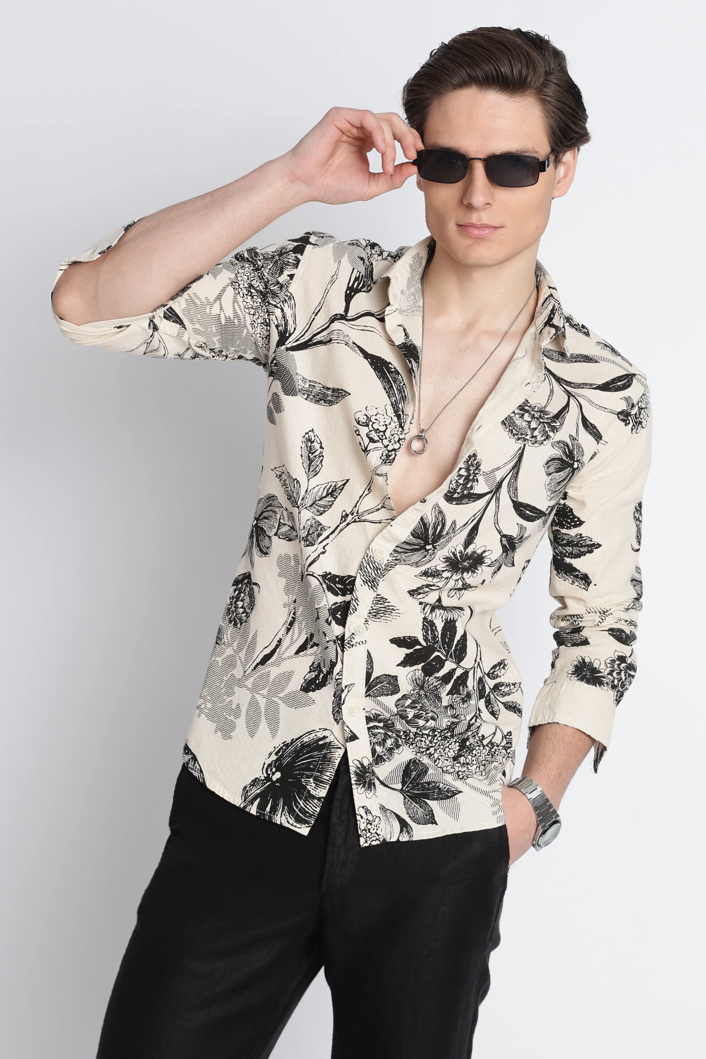 Men Abstract Block Print Shirt - Image 10