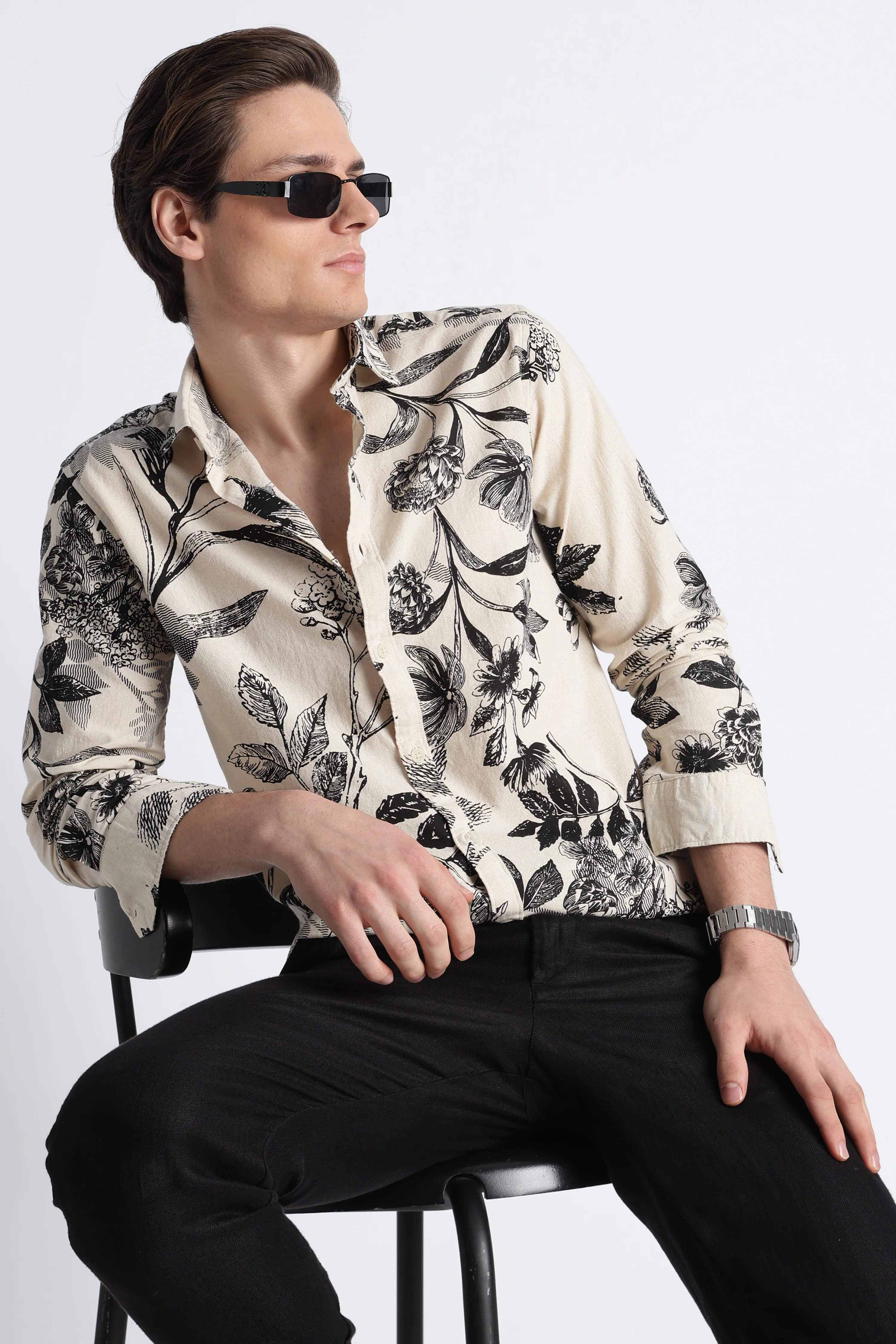 Men Abstract Block Print Shirt - Image 11