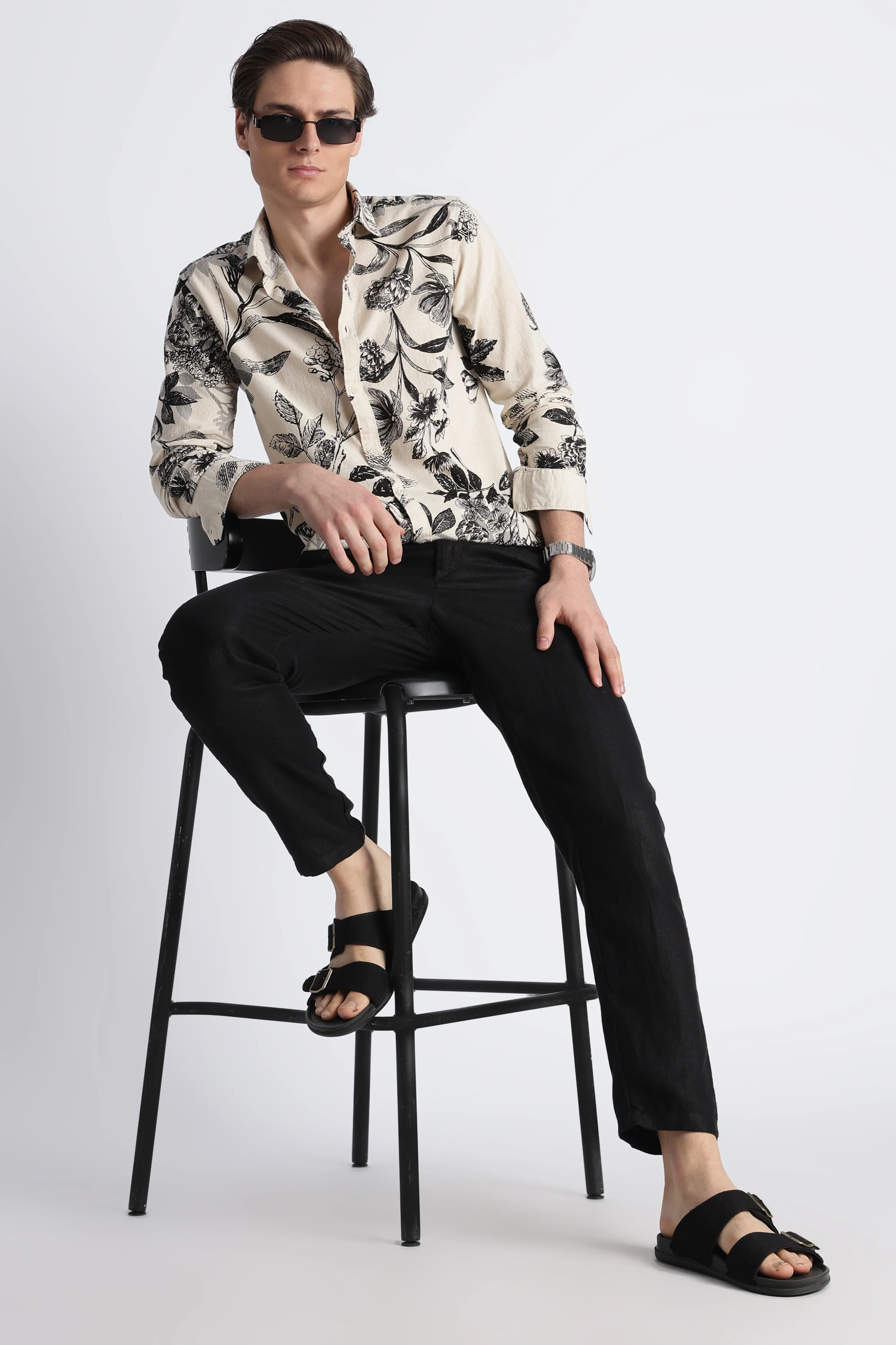 Men Abstract Block Print Shirt - Image 2