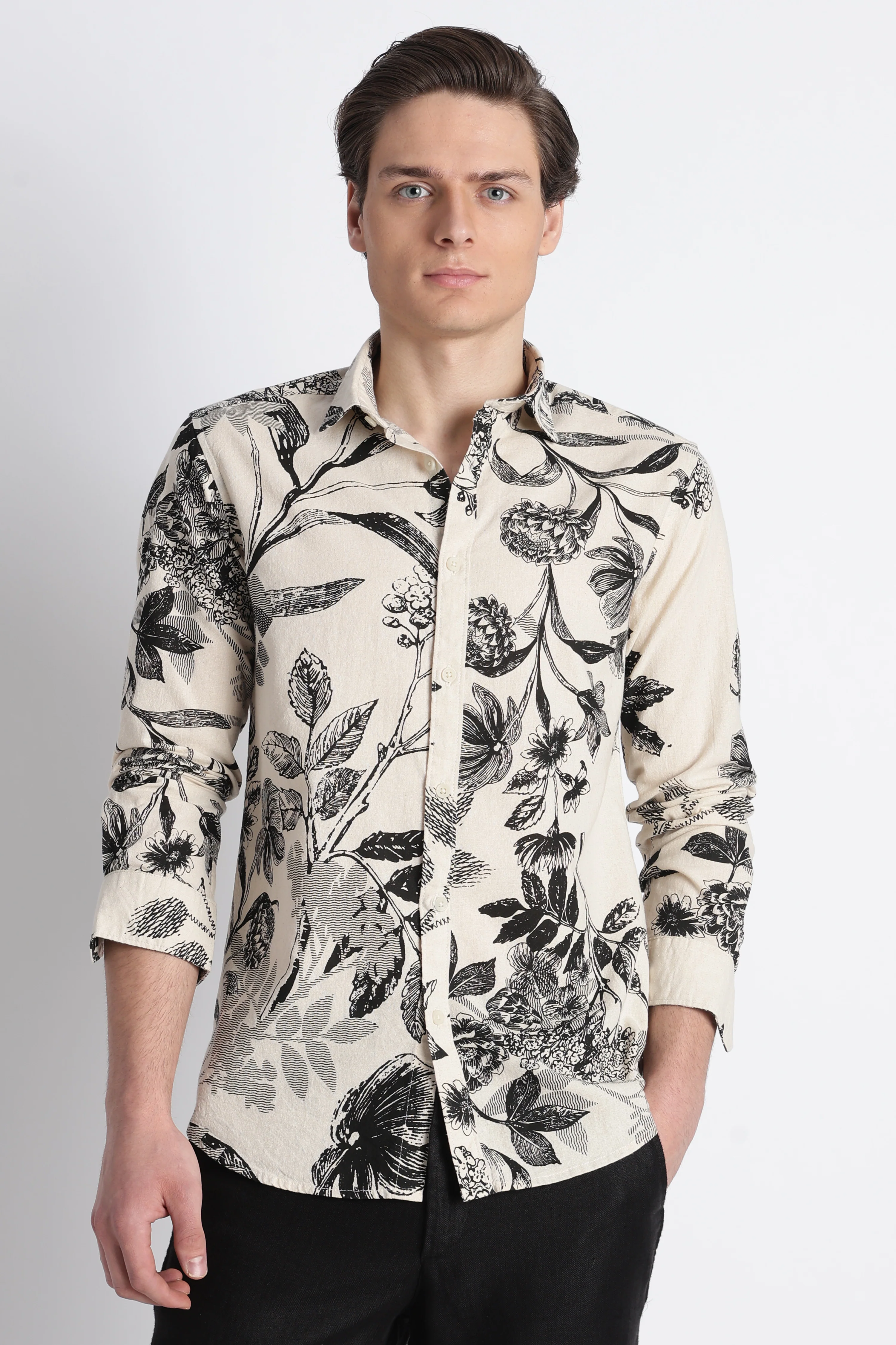 Men Abstract Block Print Shirt - Image 4
