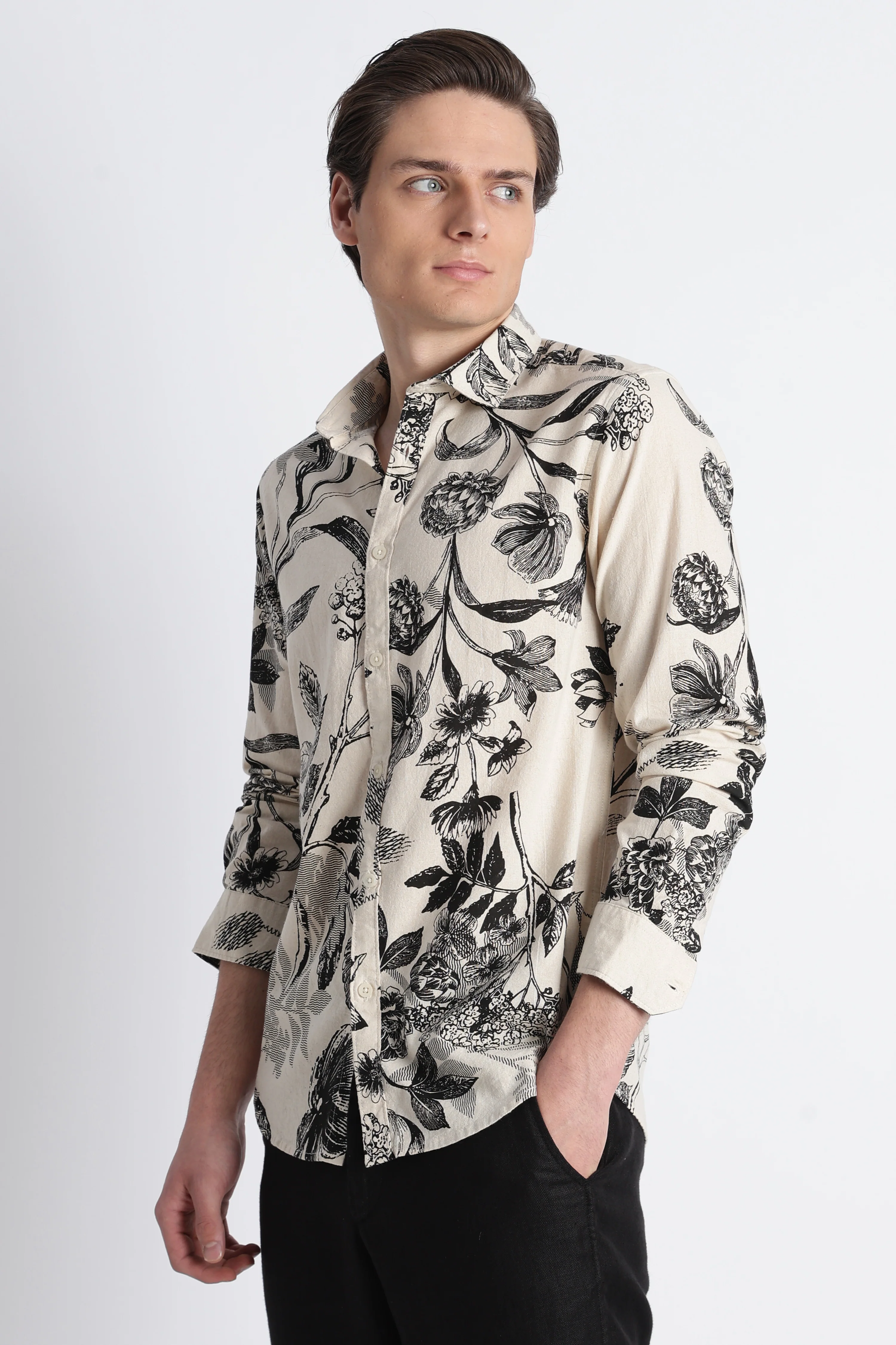 Men Abstract Block Print Shirt - Image 6