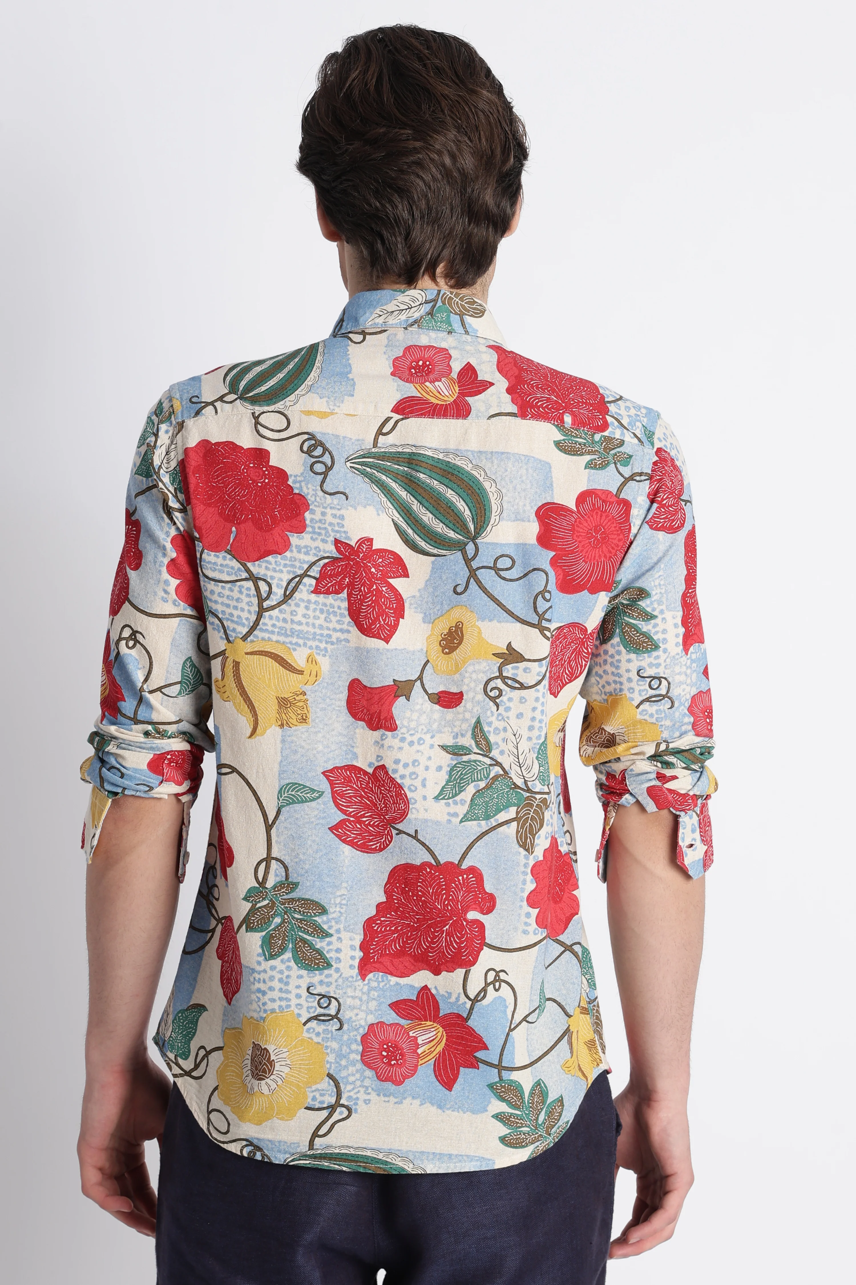 Men Abstract Block Print Shirt - Image 11