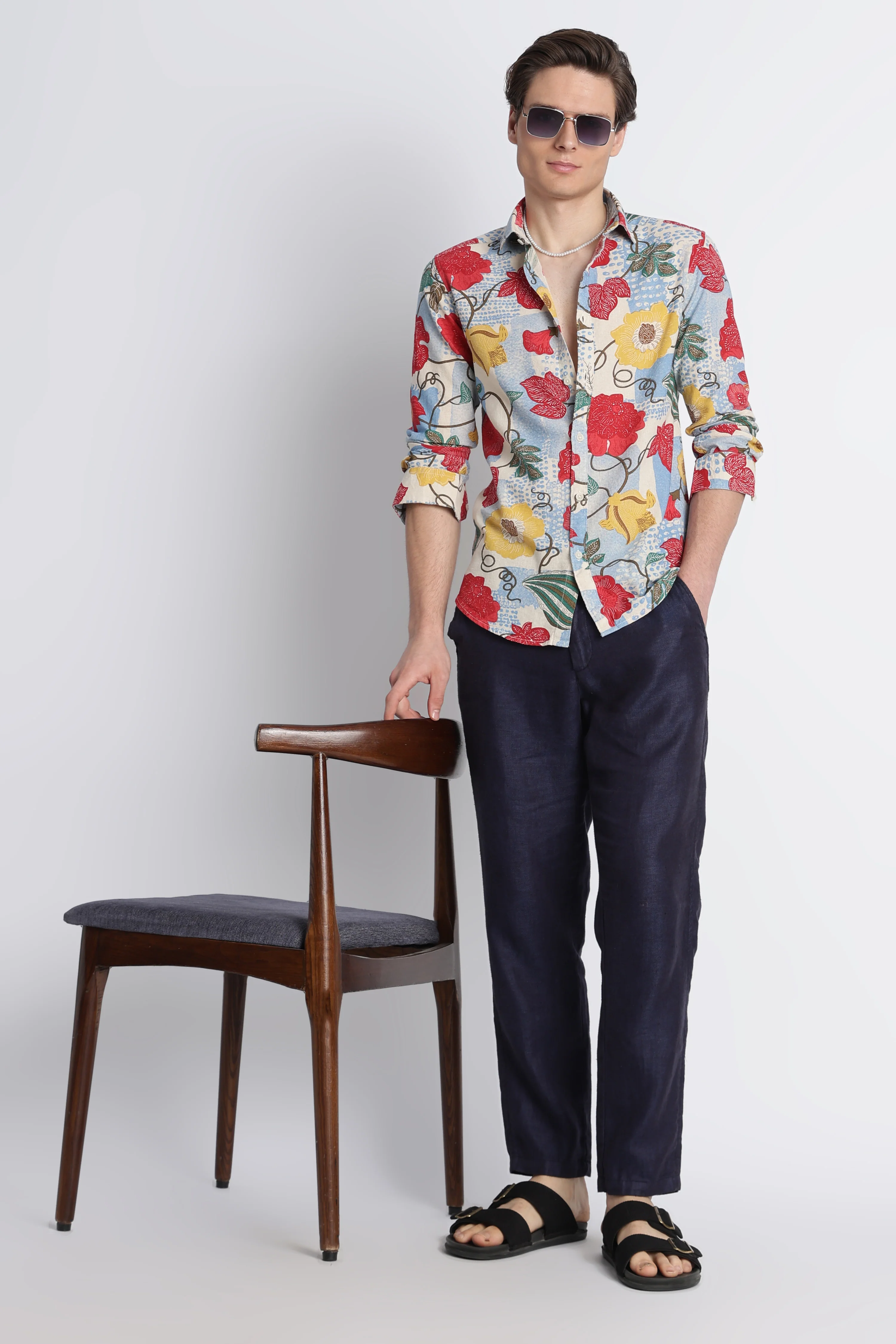 Men Abstract Block Print Shirt - Image 2