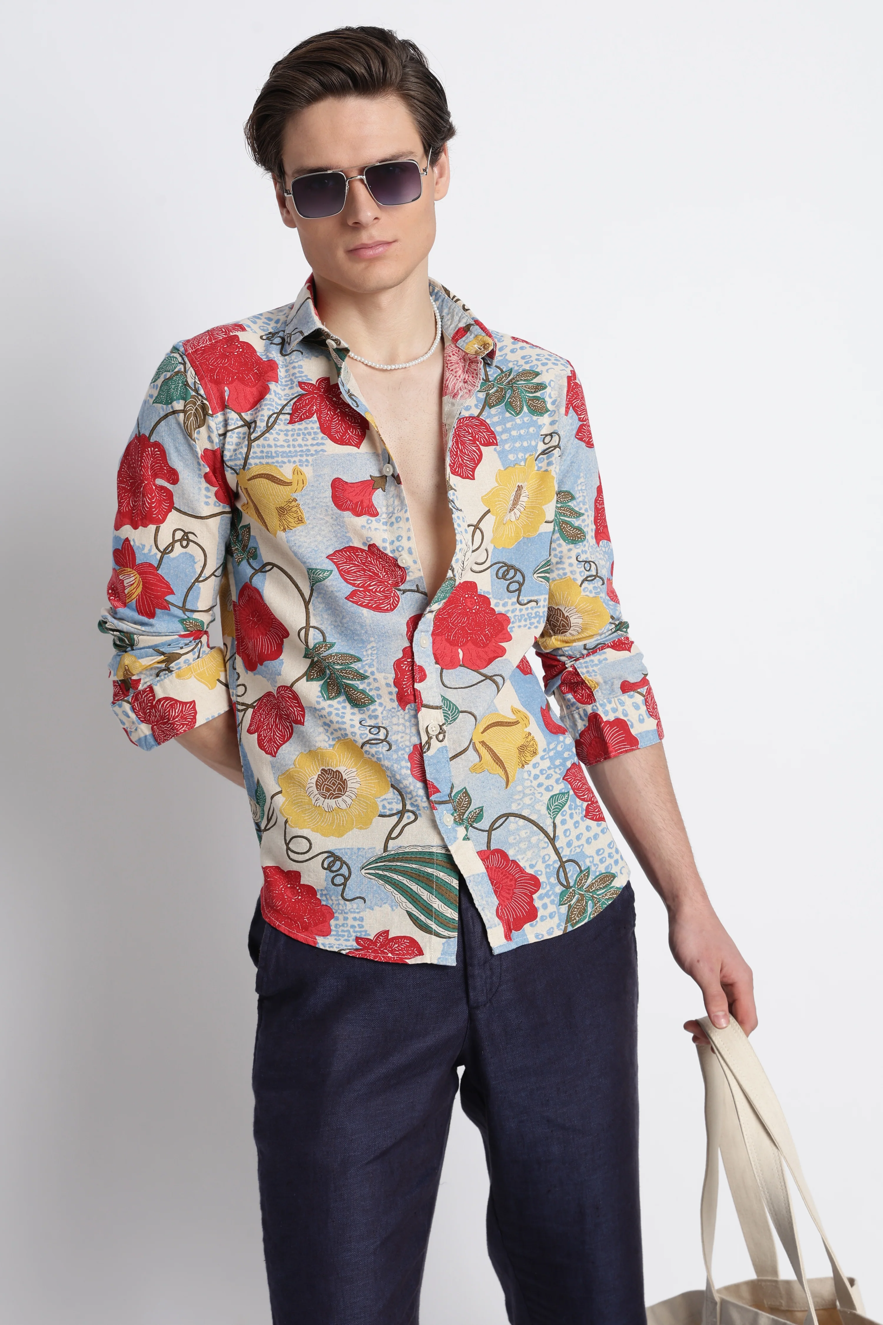 Men Abstract Block Print Shirt - Image 3