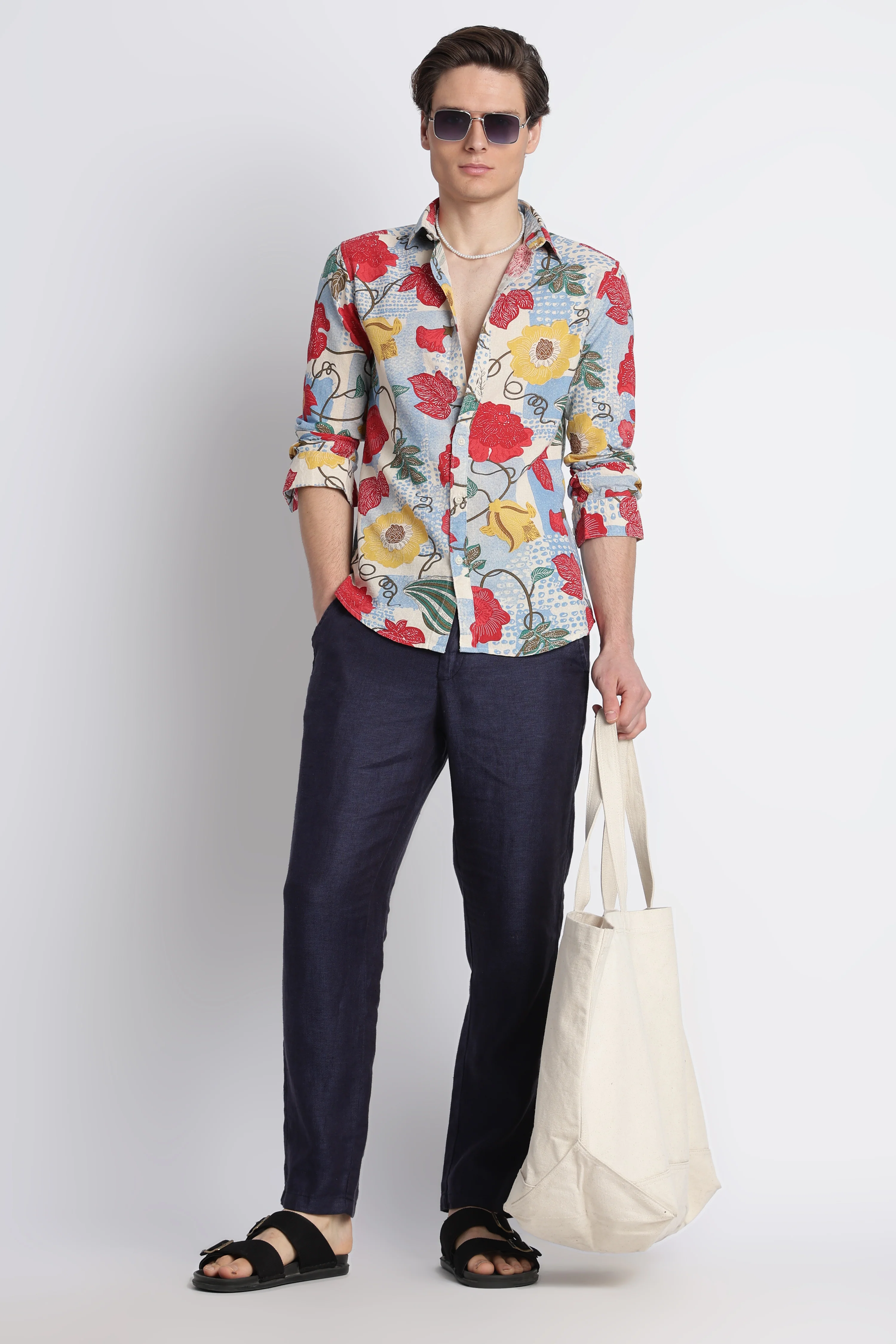 Men Abstract Block Print Shirt - Image 4