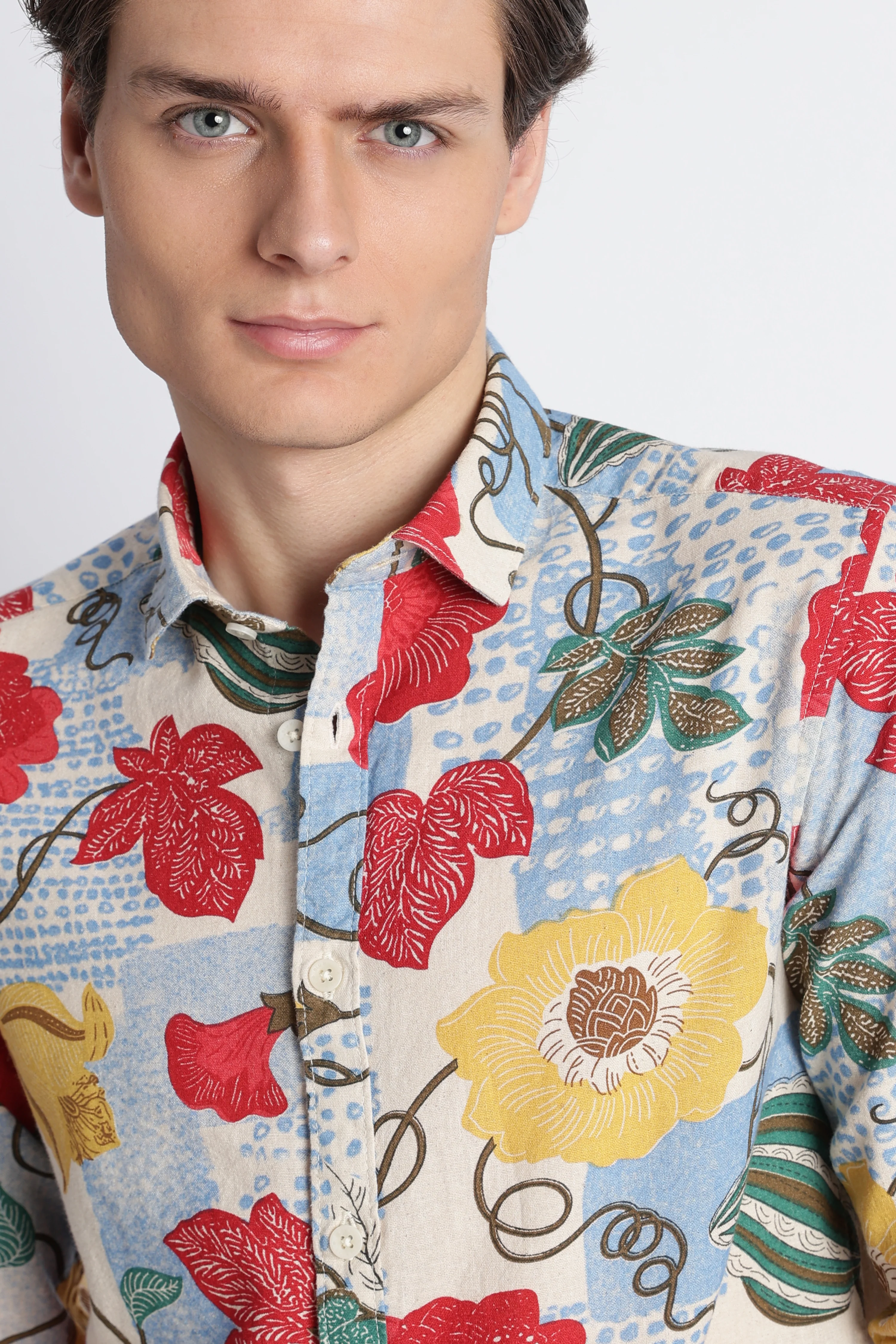 Men Abstract Block Print Shirt - Image 5