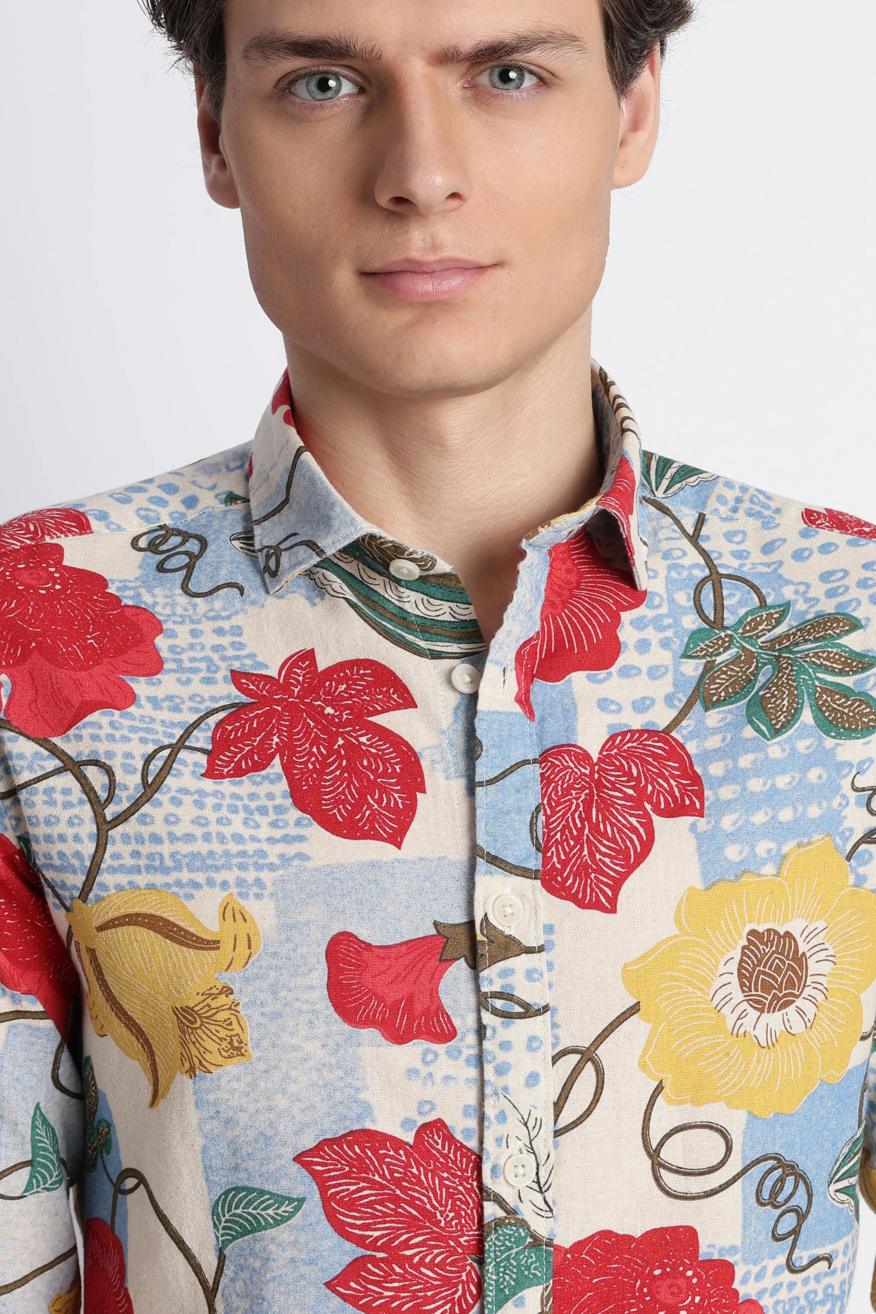 Men Abstract Block Print Shirt - Image 6