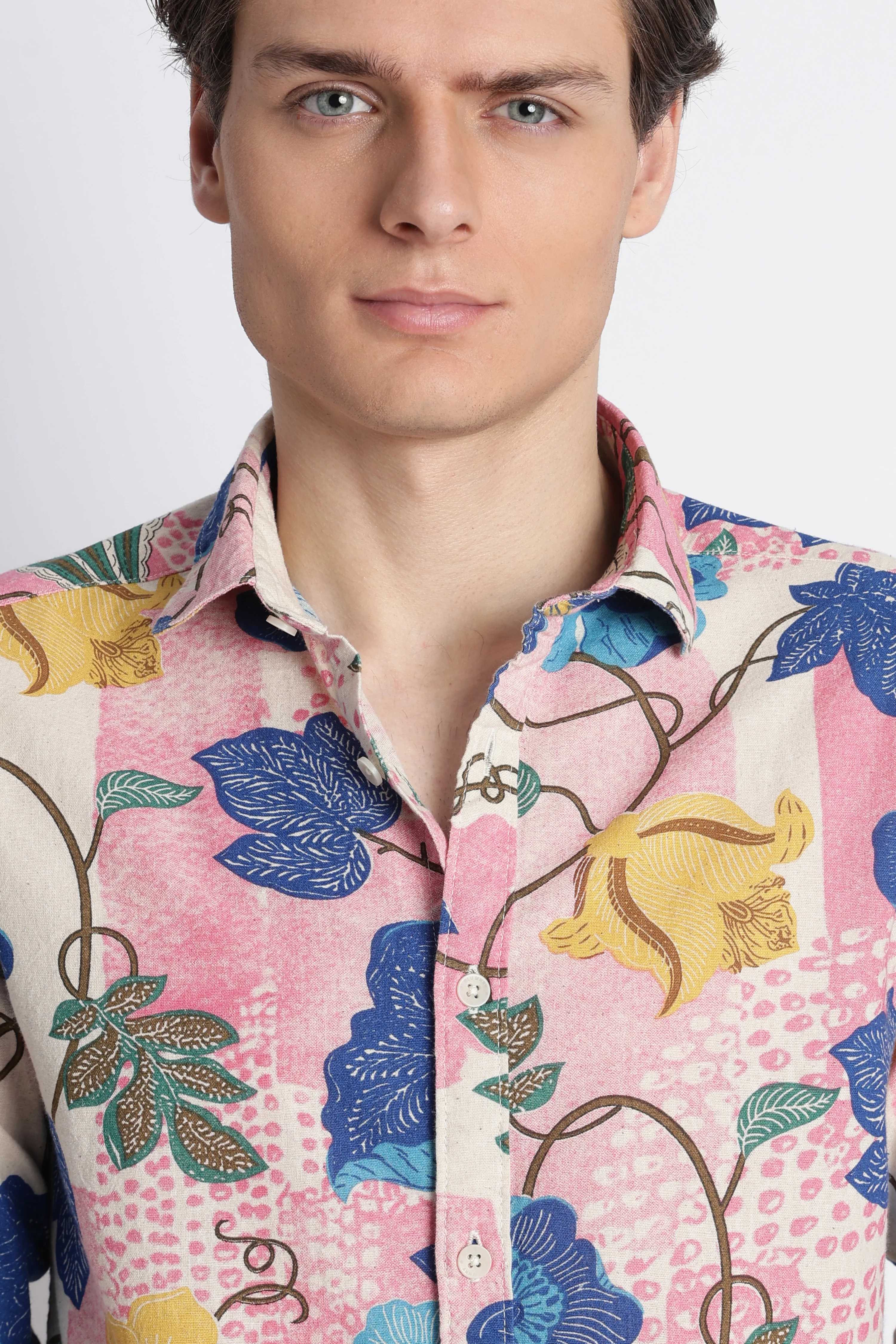 Men Abstract Block Print Shirt - Image 3