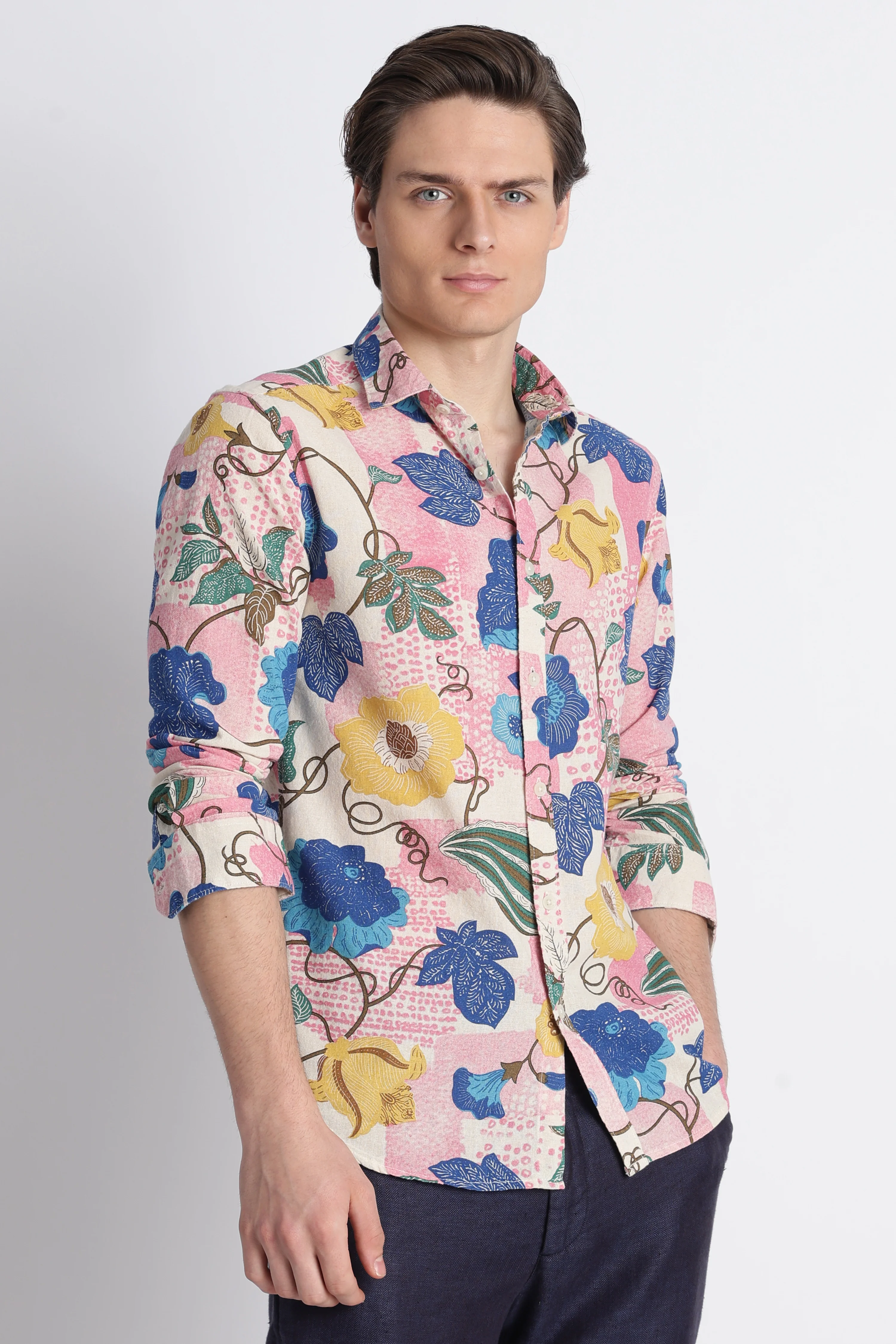 Men Abstract Block Print Shirt - Image 4