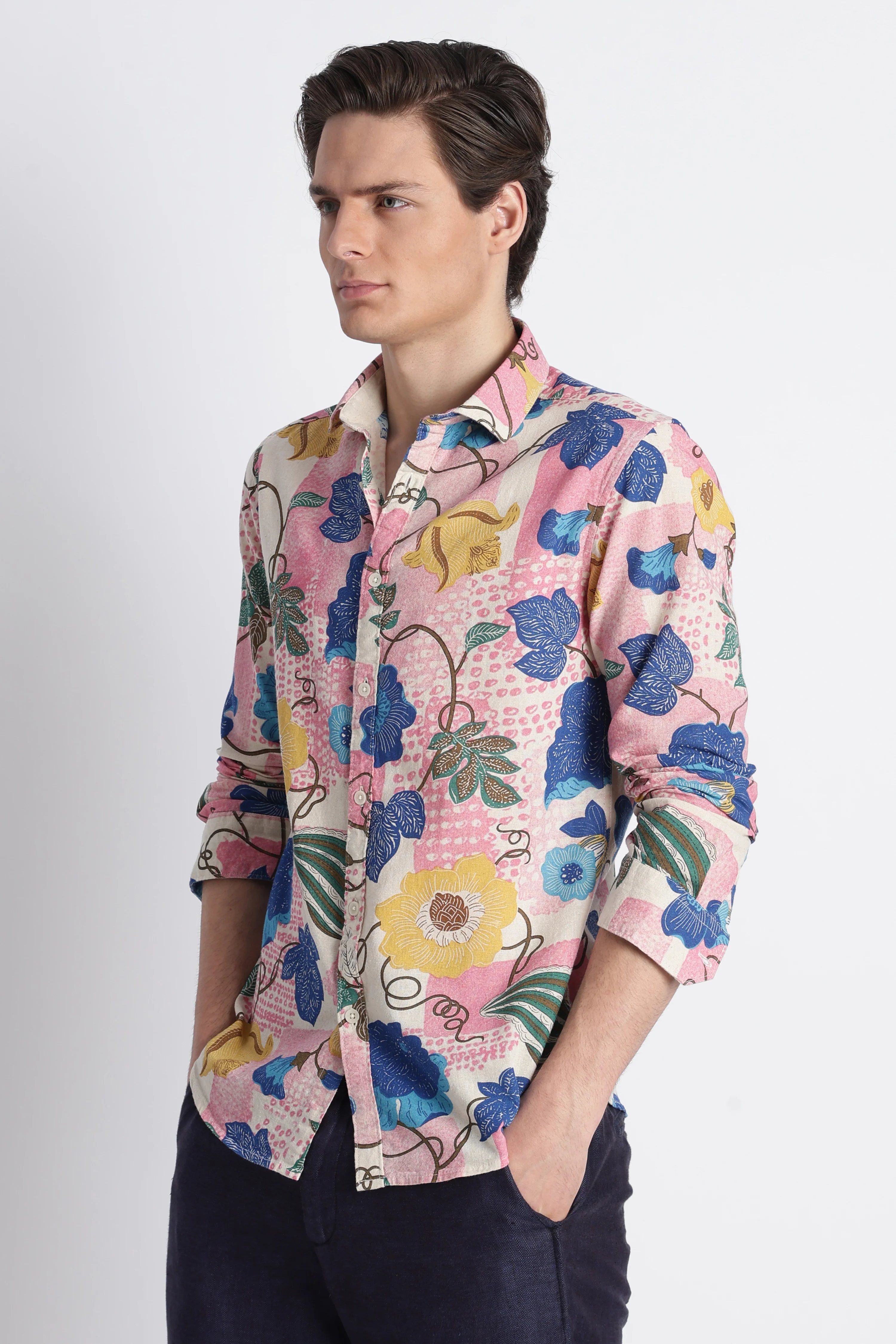Men Abstract Block Print Shirt - Image 5