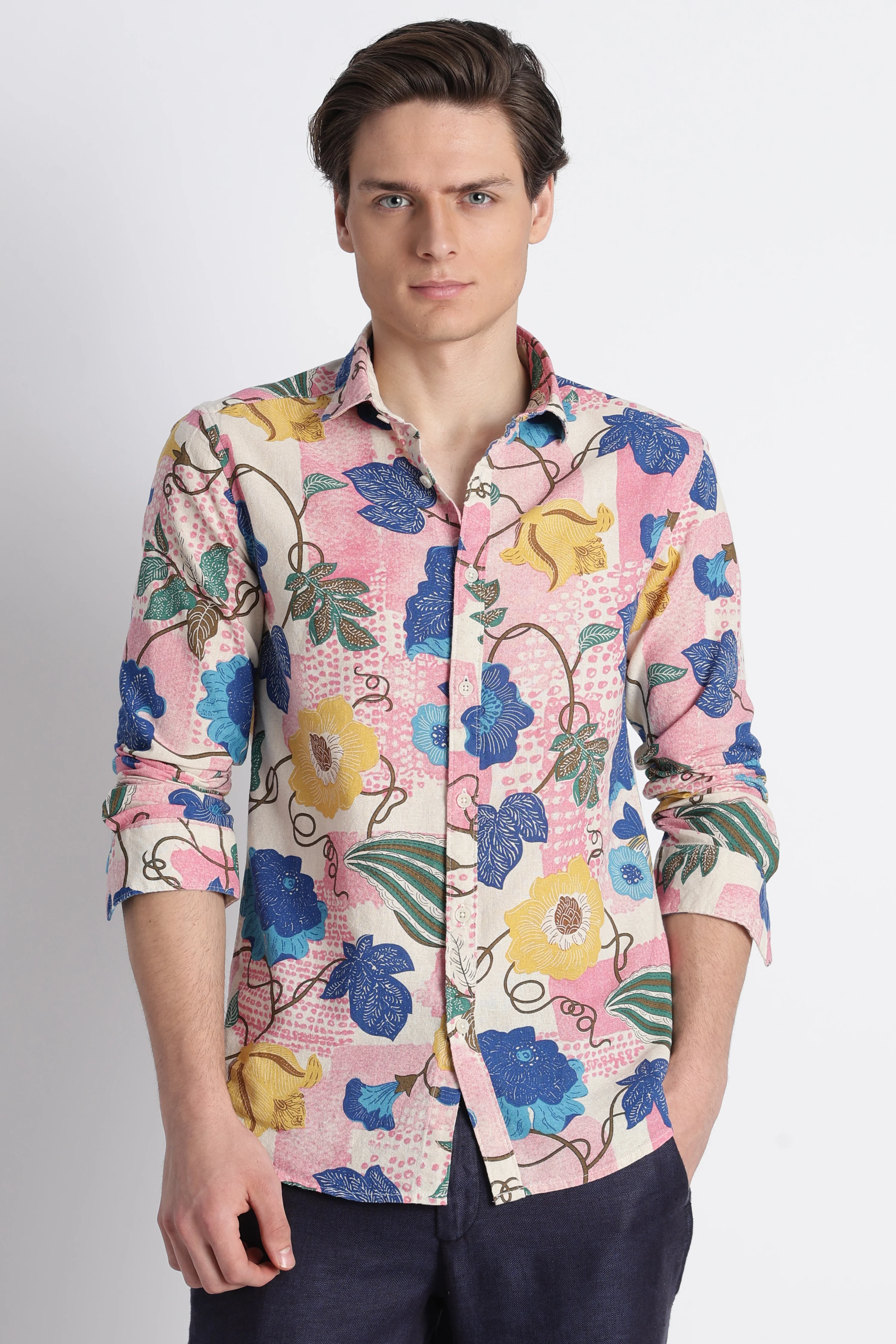 Men Abstract Block Print Shirt - Image 6