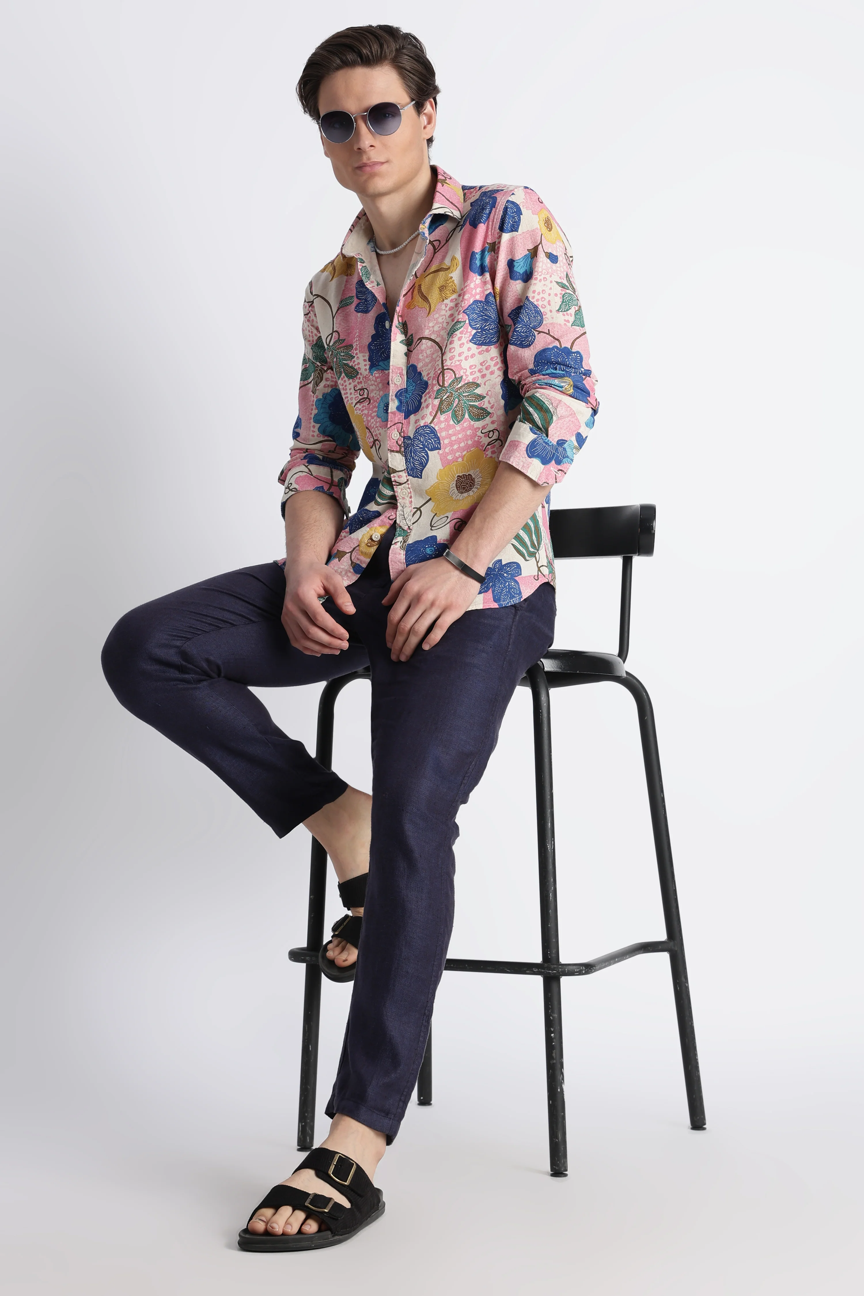 Men Abstract Block Print Shirt - Image 7