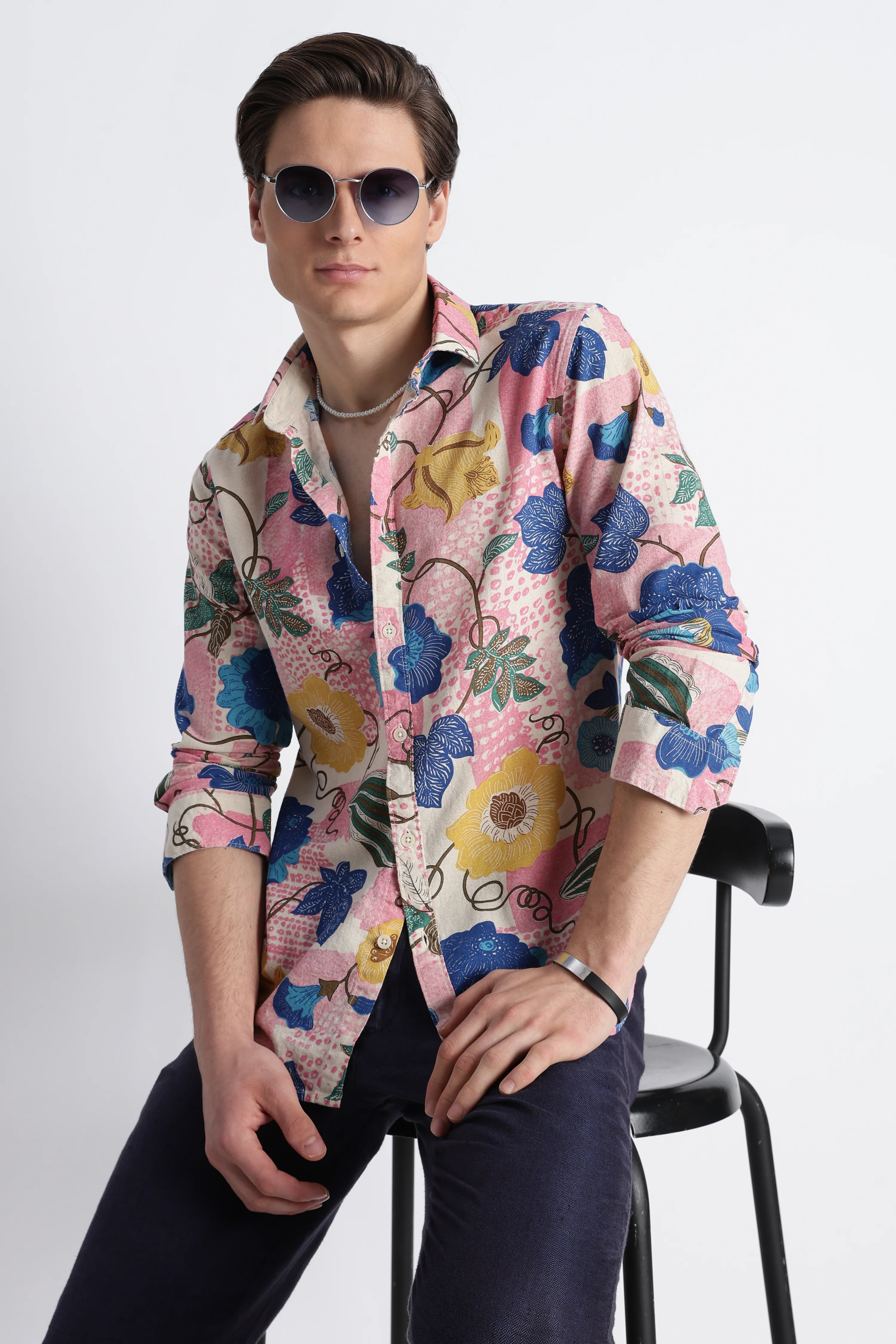 Men Abstract Block Print Shirt - Image 8