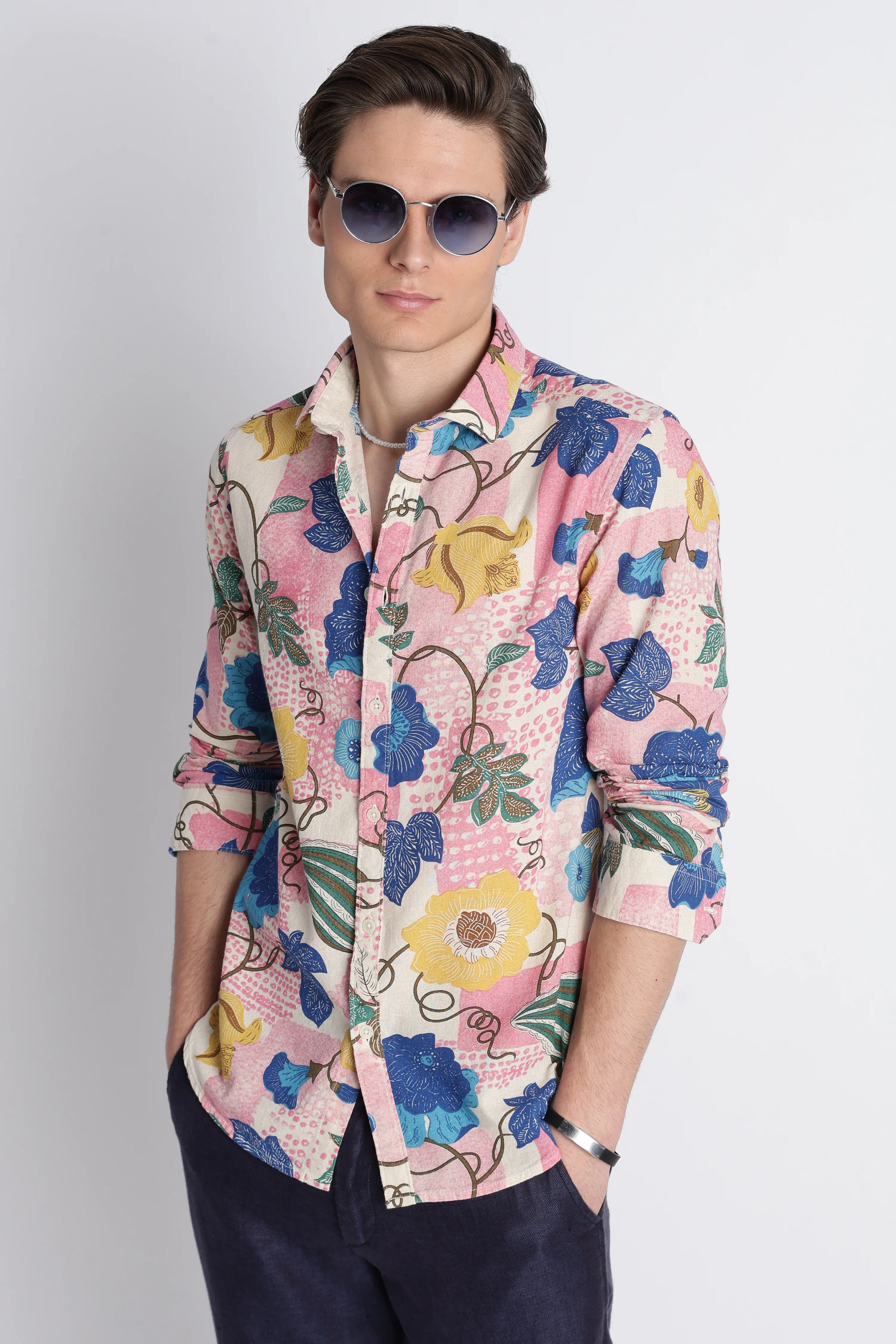 Men Abstract Block Print Shirt - Image 9