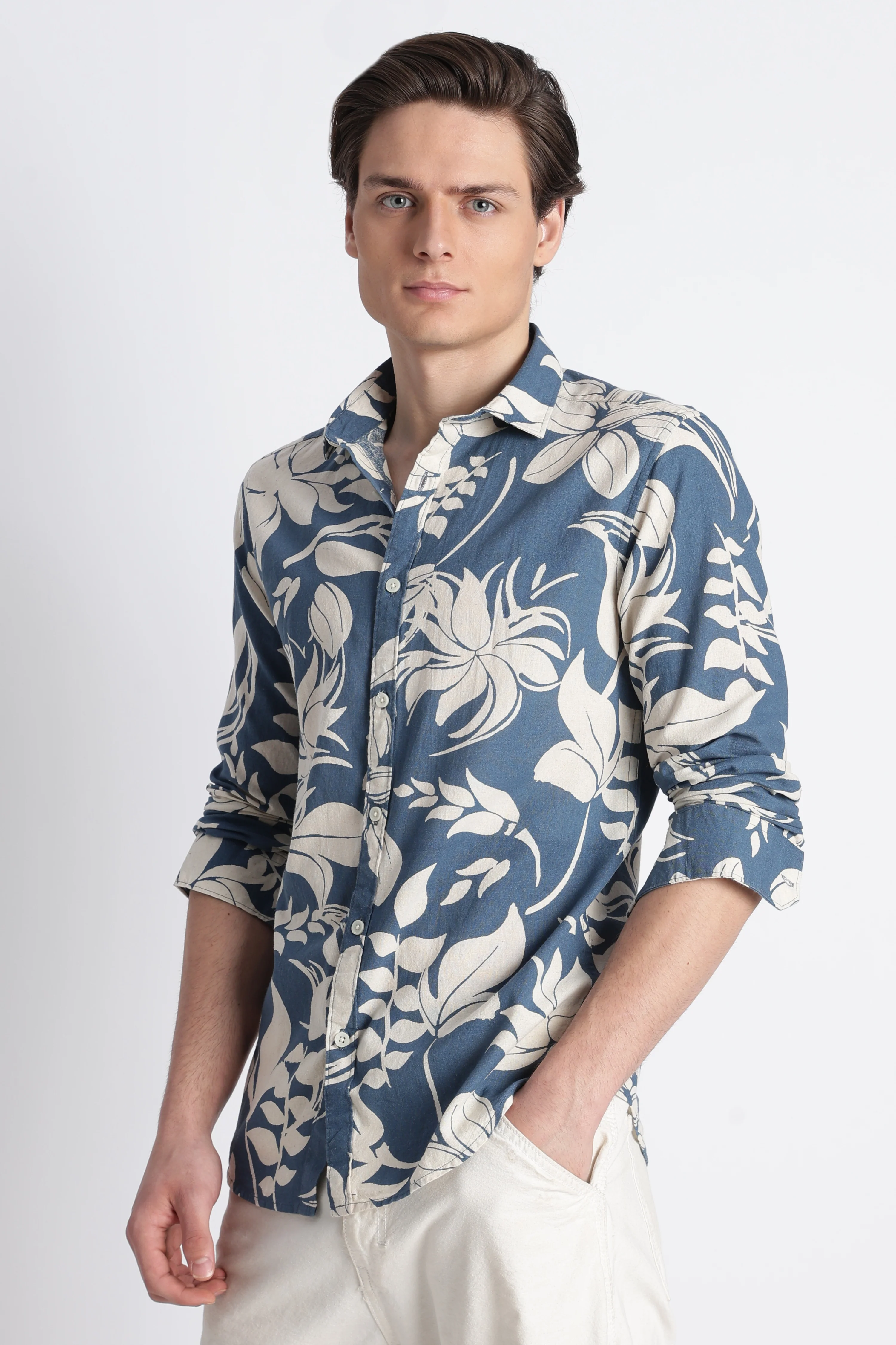 Men Abstract Block Print Shirt - Image 10