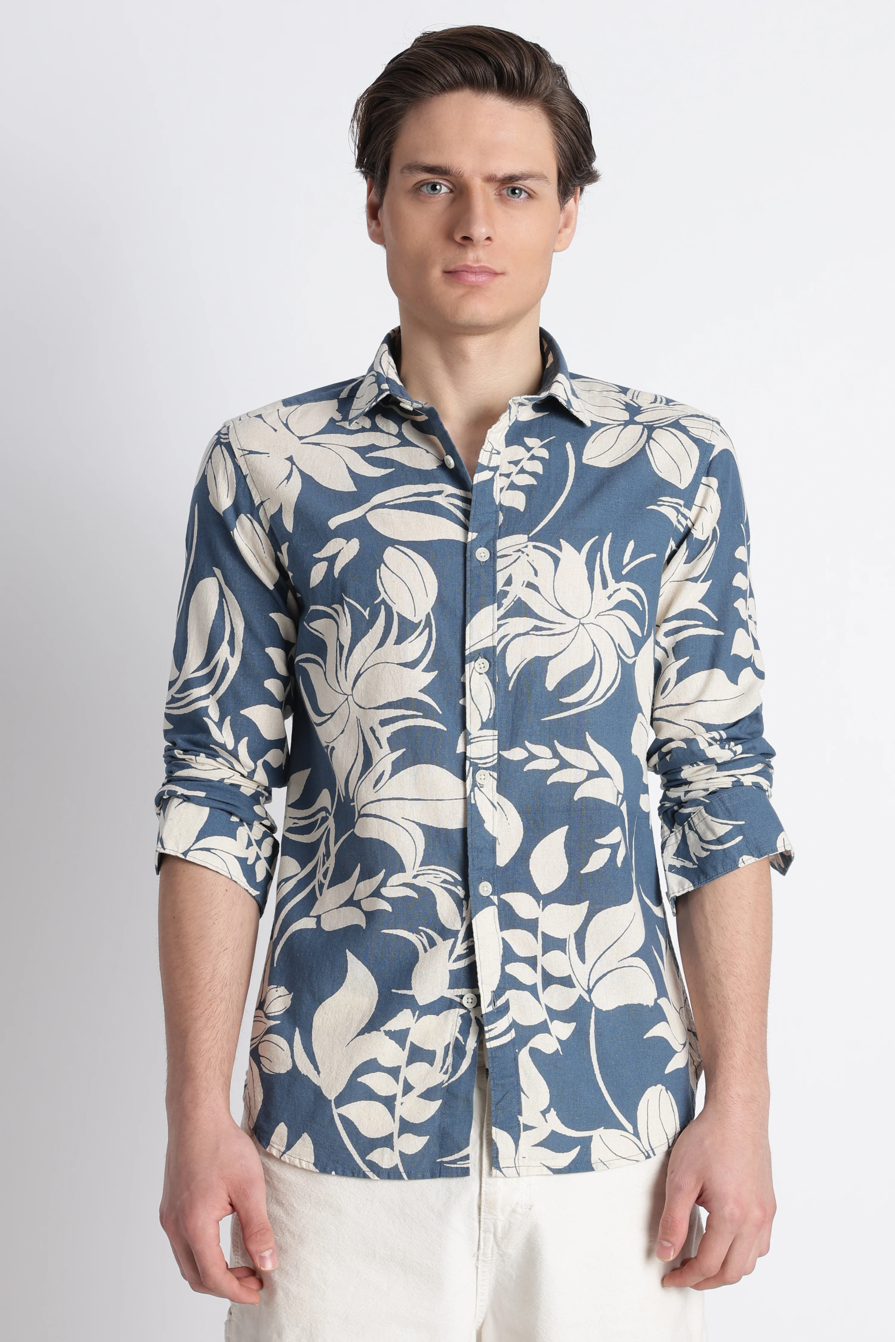 Men Abstract Block Print Shirt - Image 11
