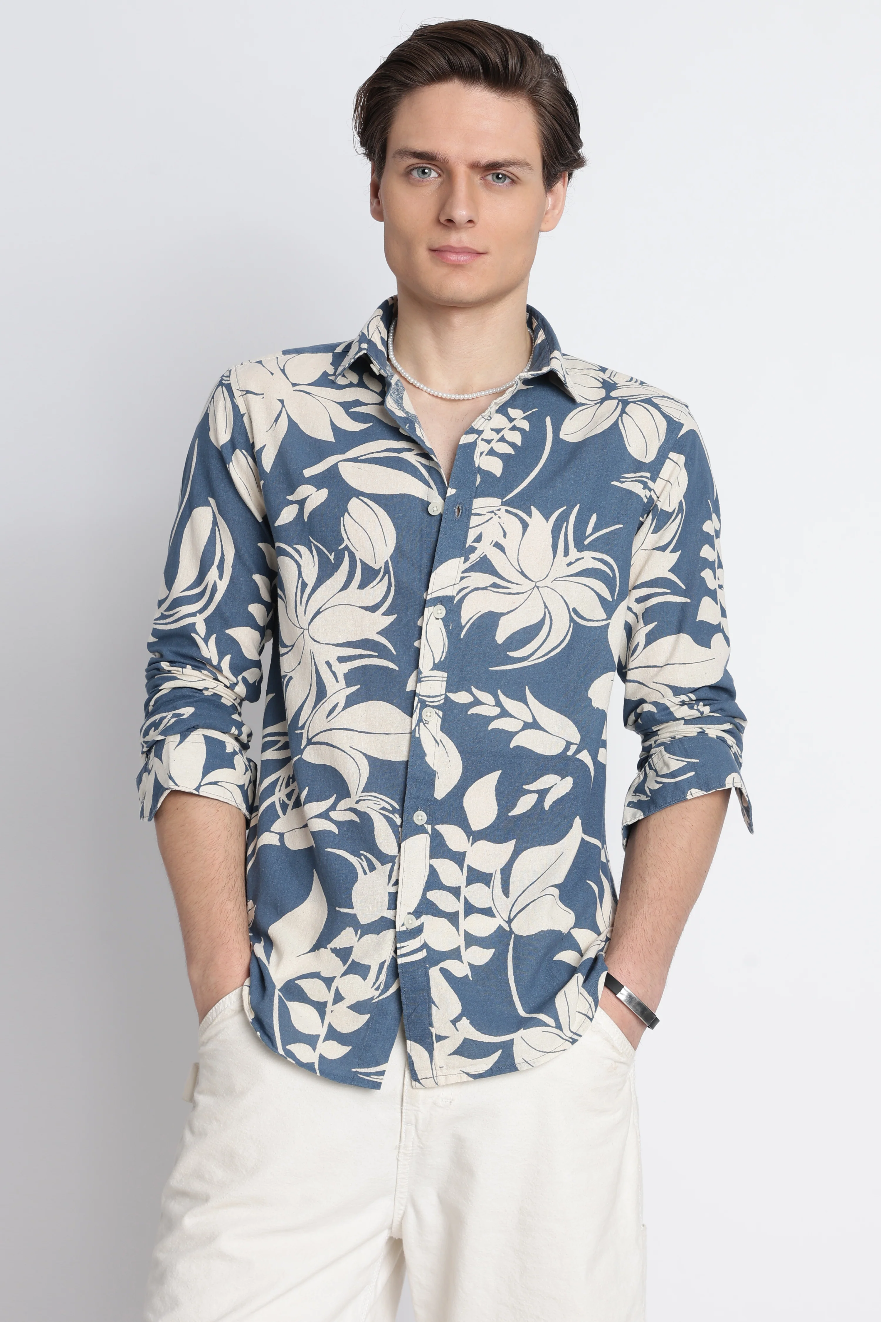Men Abstract Block Print Shirt - Image 4