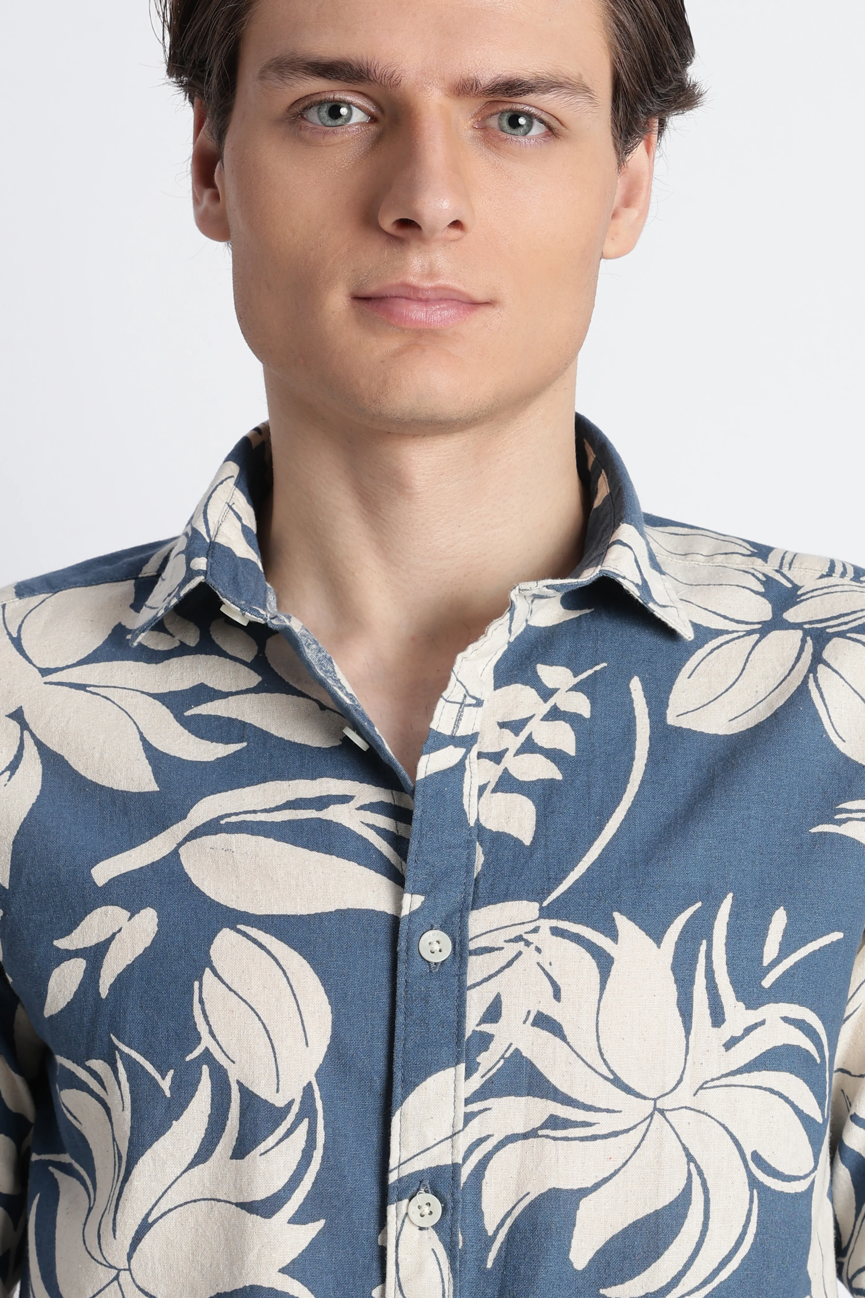 Men Abstract Block Print Shirt - Image 7