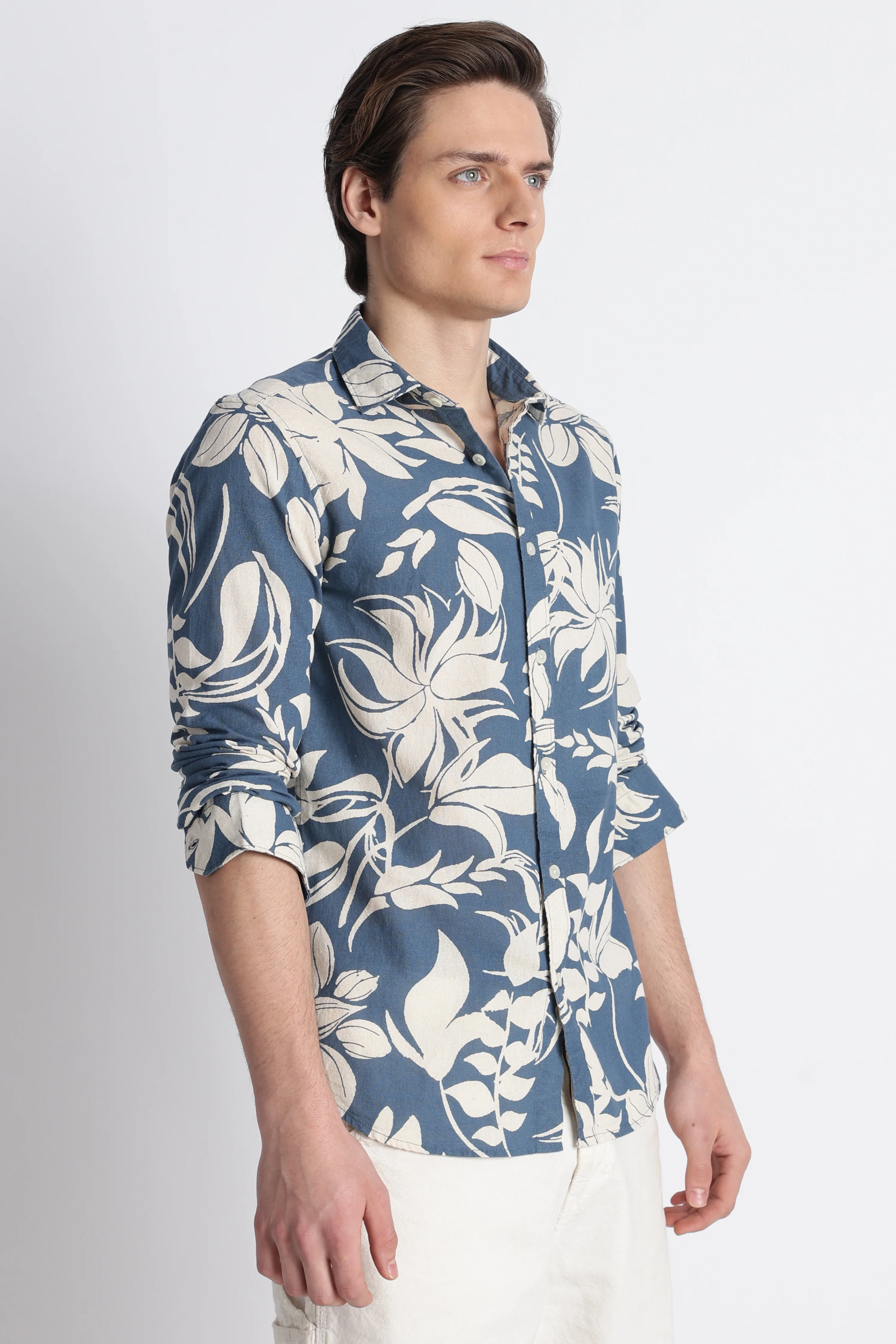 Men Abstract Block Print Shirt - Image 8