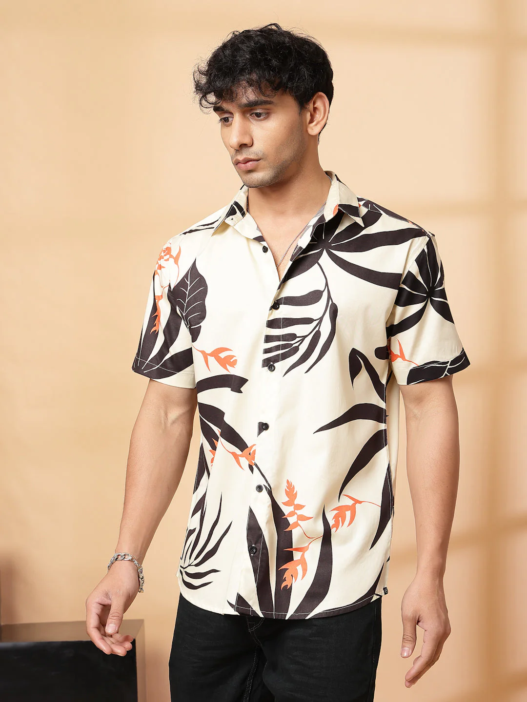 Men Abstract Cuban Collar Shirt - Image 3