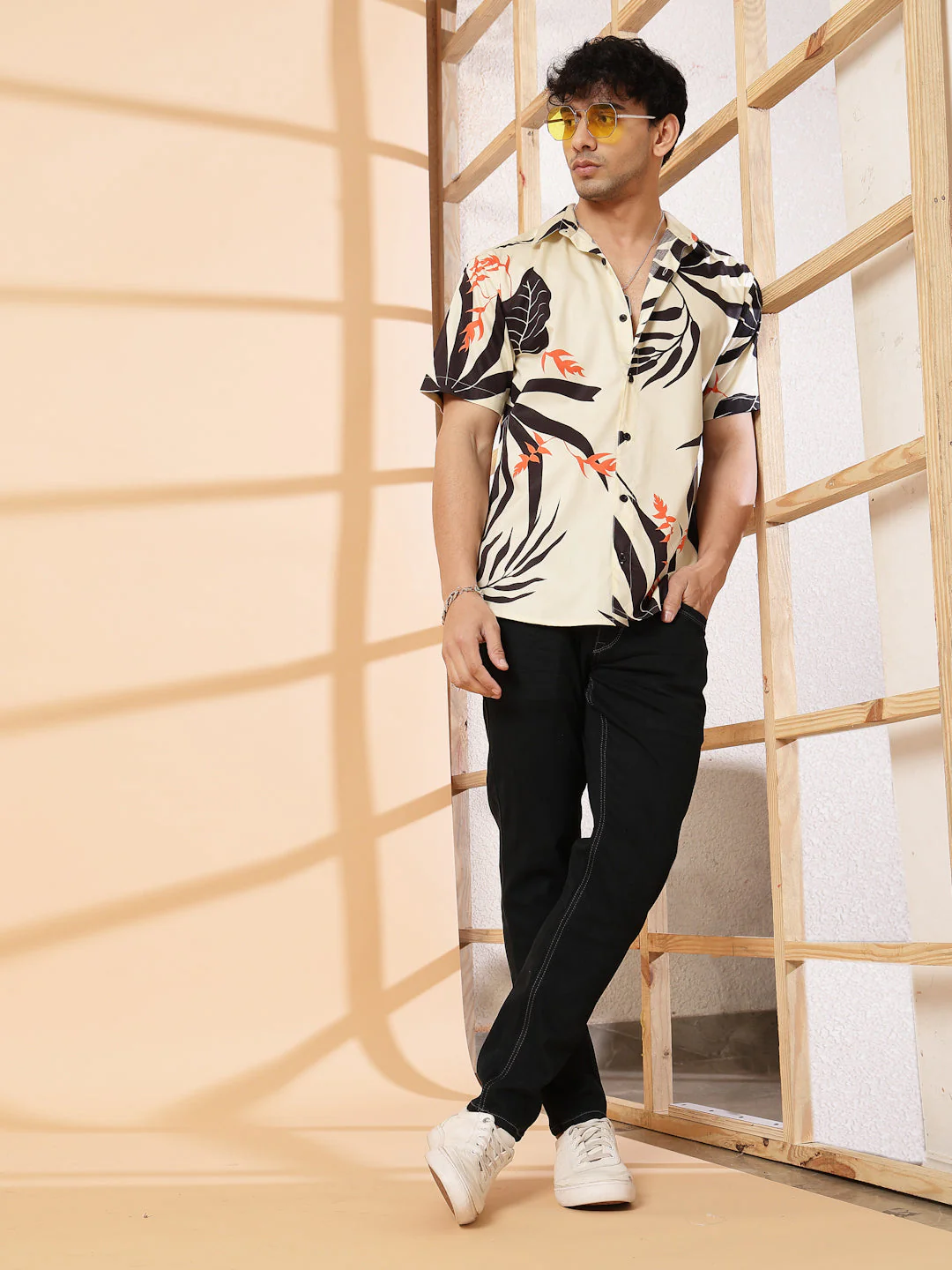 Men Abstract Cuban Collar Shirt - Image 5