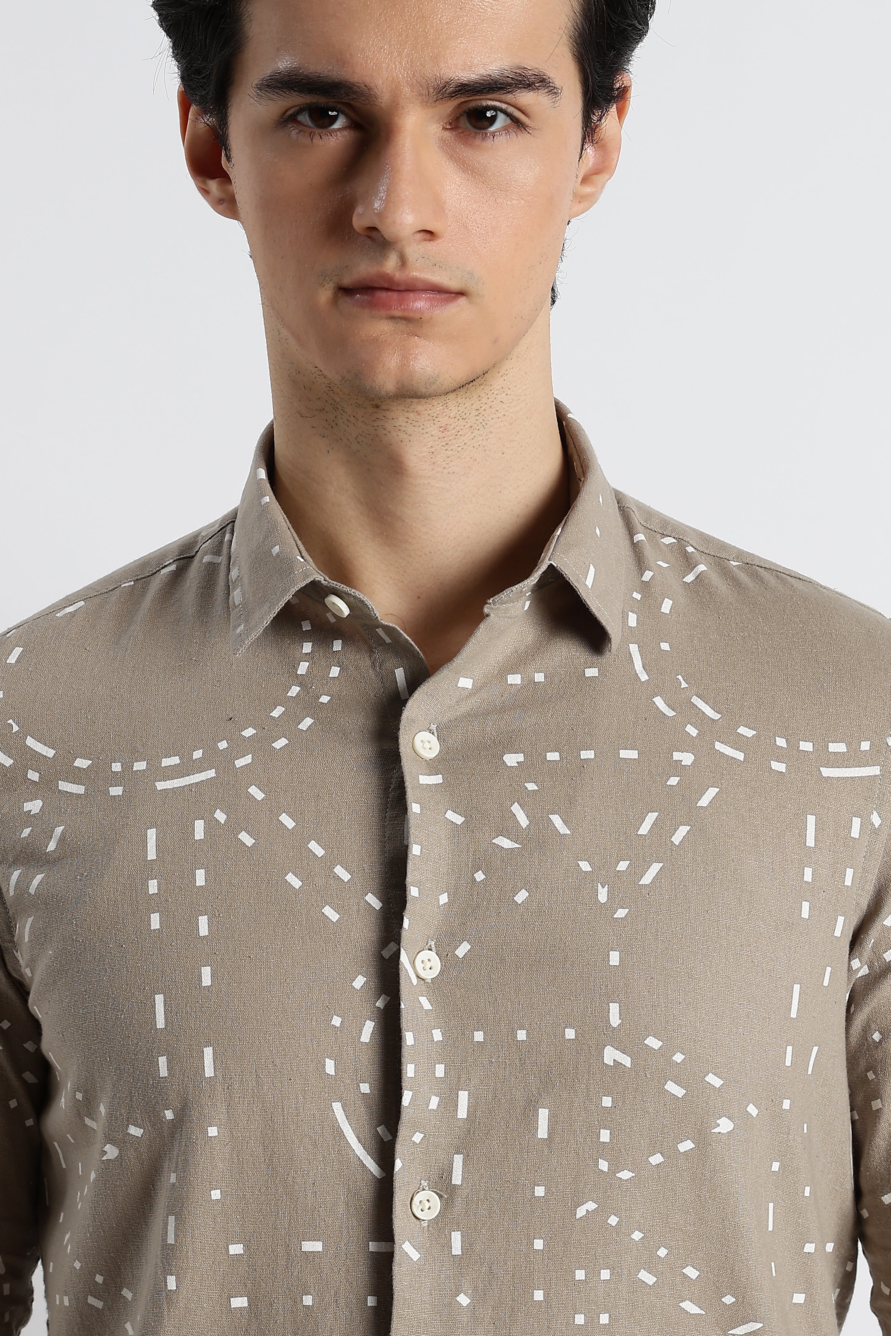 Men Abstract Geo-Print Cotton Shirt - Image 11